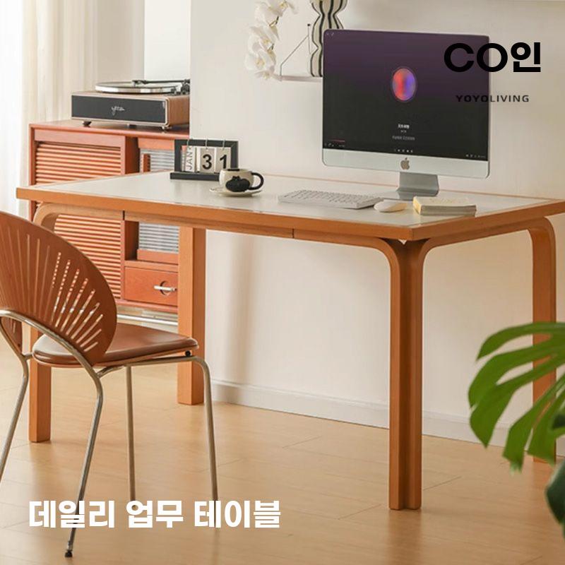 크림톤 세라믹 식탁 소형 거실용 원목 직사각 테이블 - 상세 이미지 5