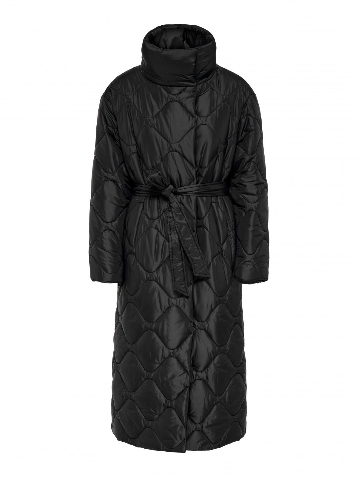 온리 프리미엄 벨티드 하이넥 퀼팅 코트 15362823_2161 BLACK / BLACK - 상세 이미지 3