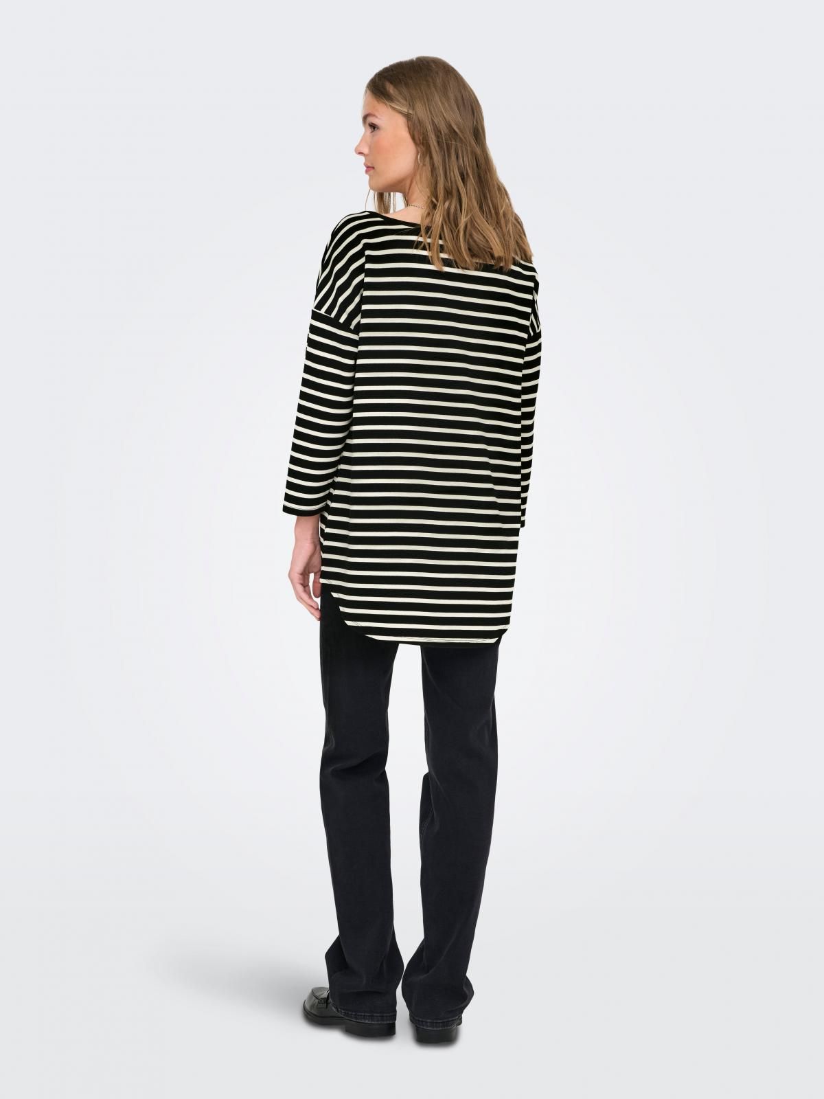 온리 스트라이프 루즈핏 라운드넥 맨투맨 긴팔 15357603_2161_1219651 BLACK / BLACK - 상세 이미지 2
