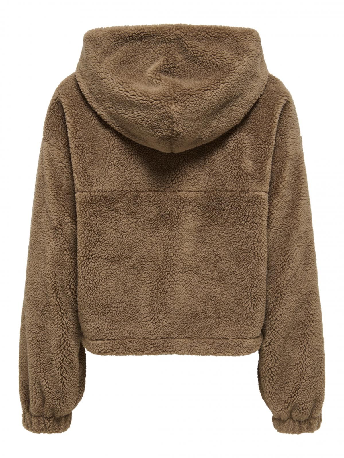 온리 테디 크롭 후드 재킷 15348632_12943 BROWN / COCOA CREME - 상세 이미지 4
