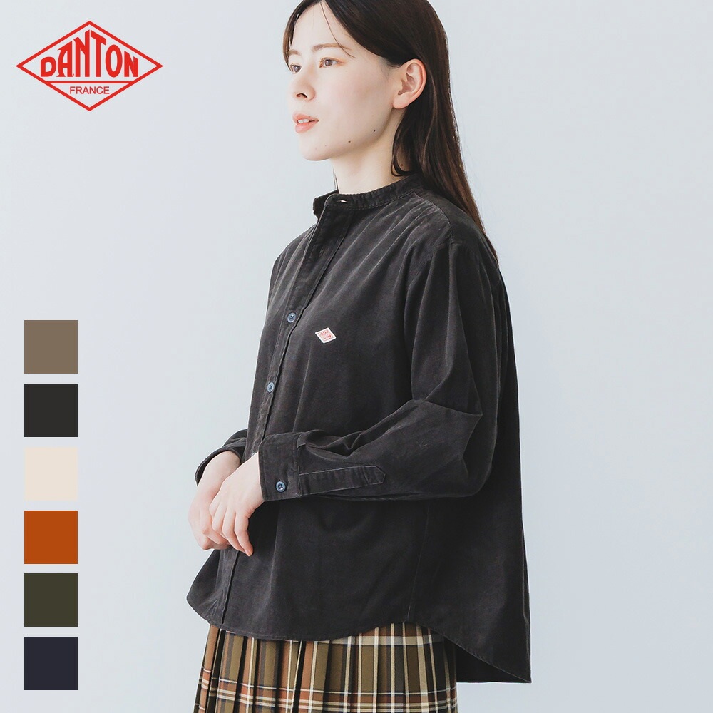 단톤 여성 코듀로이 밴드카라 긴팔셔츠 DT-B0290MCD 25FW 차콜 36 - 상품 이미지
