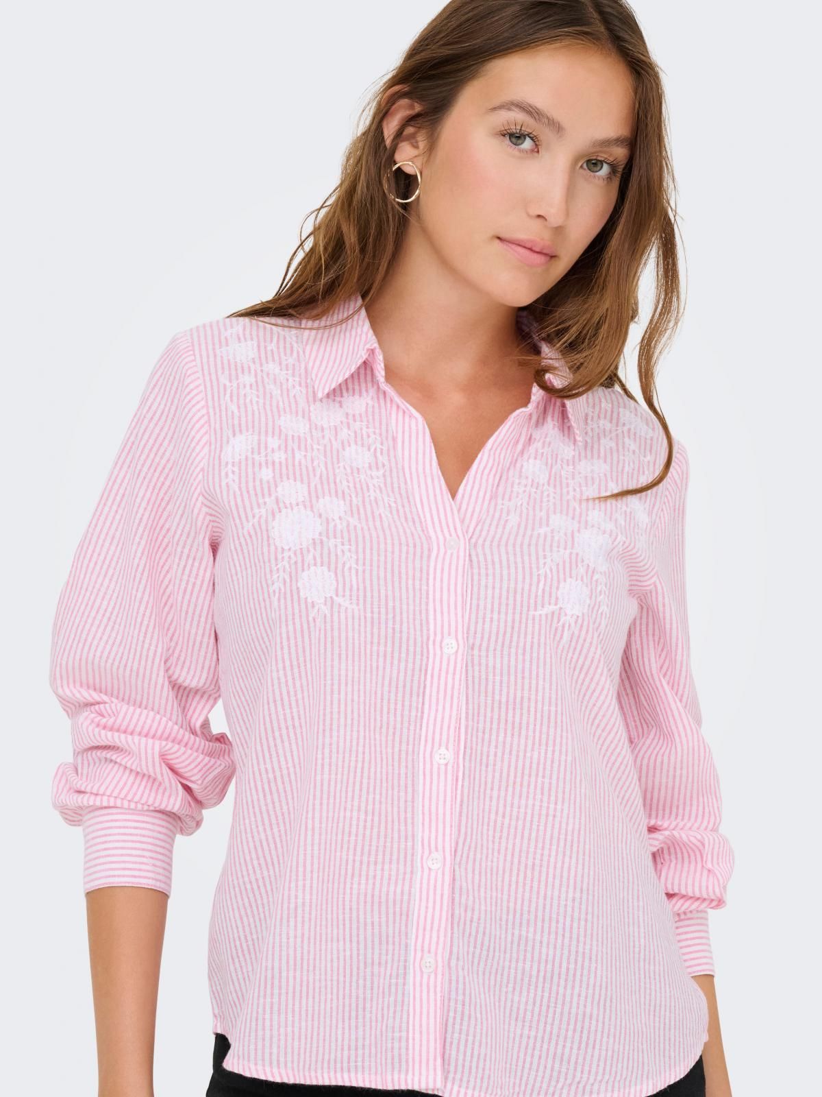 온리 자수 스트라이프 긴팔 셔츠 15368794_808_1252453 PURPLE / PINK LADY 이미지 6