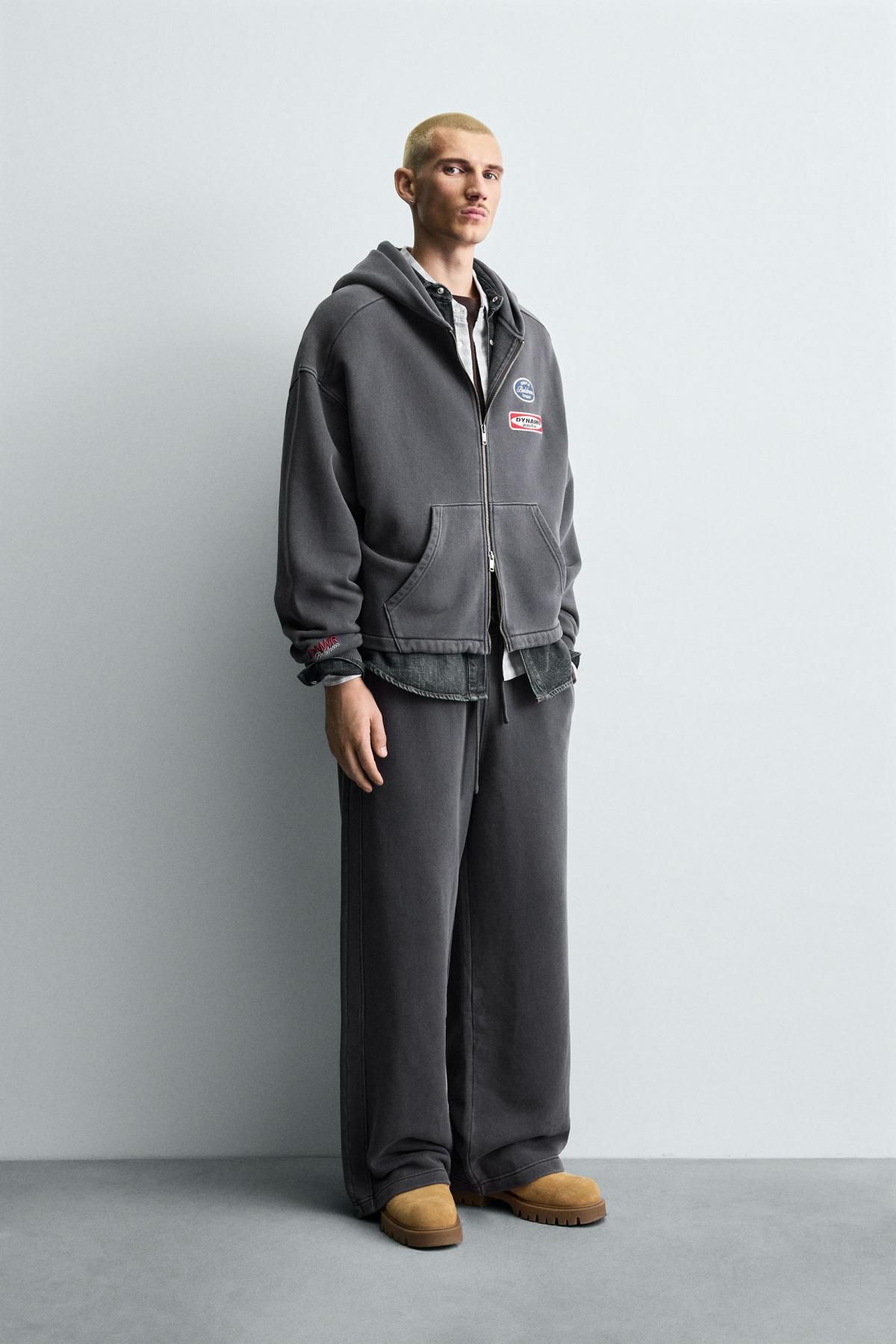 자라 워싱 코튼 와이드 조거 팬츠 4393/320 ANTHRACITE GREY - 상세 이미지 2
