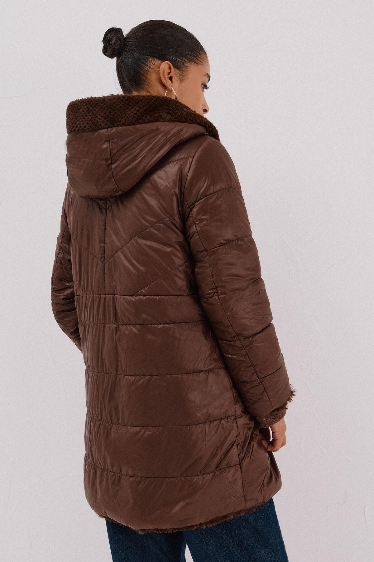 꼬르떼피엘 테크니컬 리버시블 롱 퍼코트 브라운 6612753 MARRON OSCURO 이미지 6