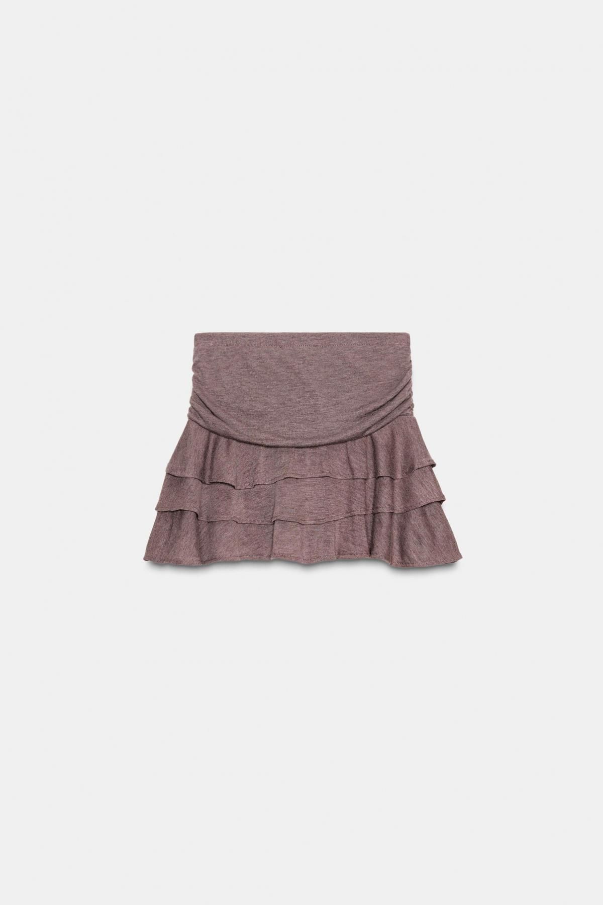 자라 소프트 러플 미니 스커트 비스코스 0264/831 BROWN VIGORE - 상세 이미지 5