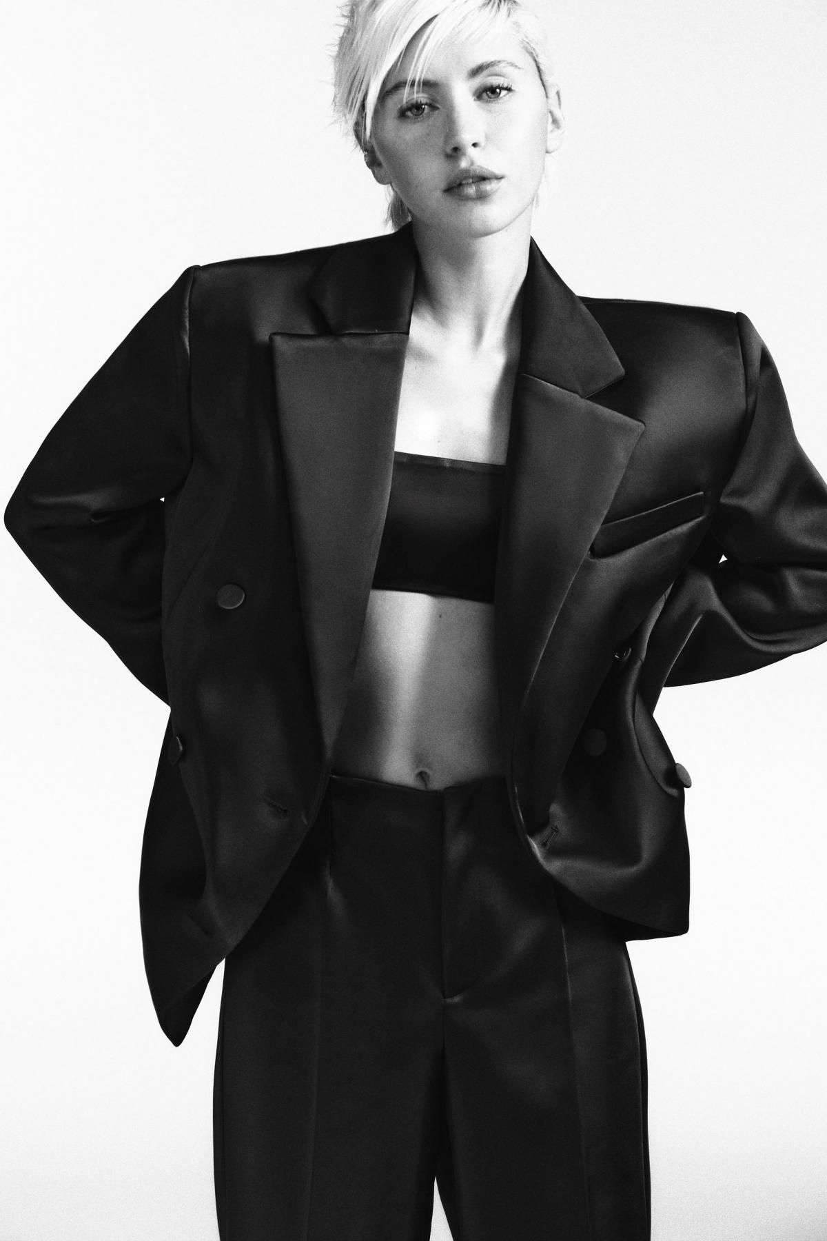 자라 새틴 포켓 더블브레스트 블레이저 1255/807 BLACK - 상세 이미지 4