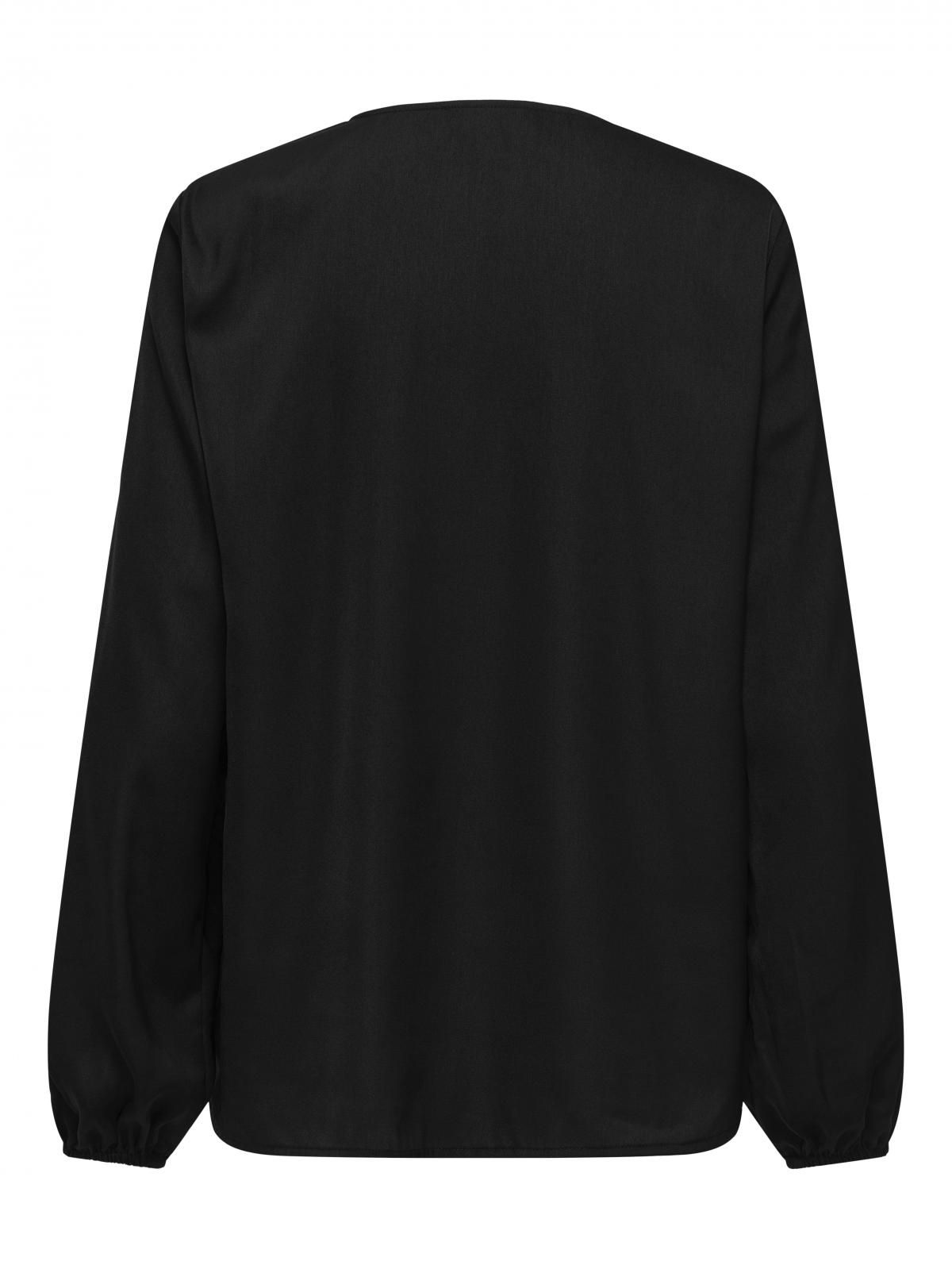 온리 브이넥 볼륨 슬리브 블라우스 15358101_2161 BLACK / BLACK - 상세 이미지 4