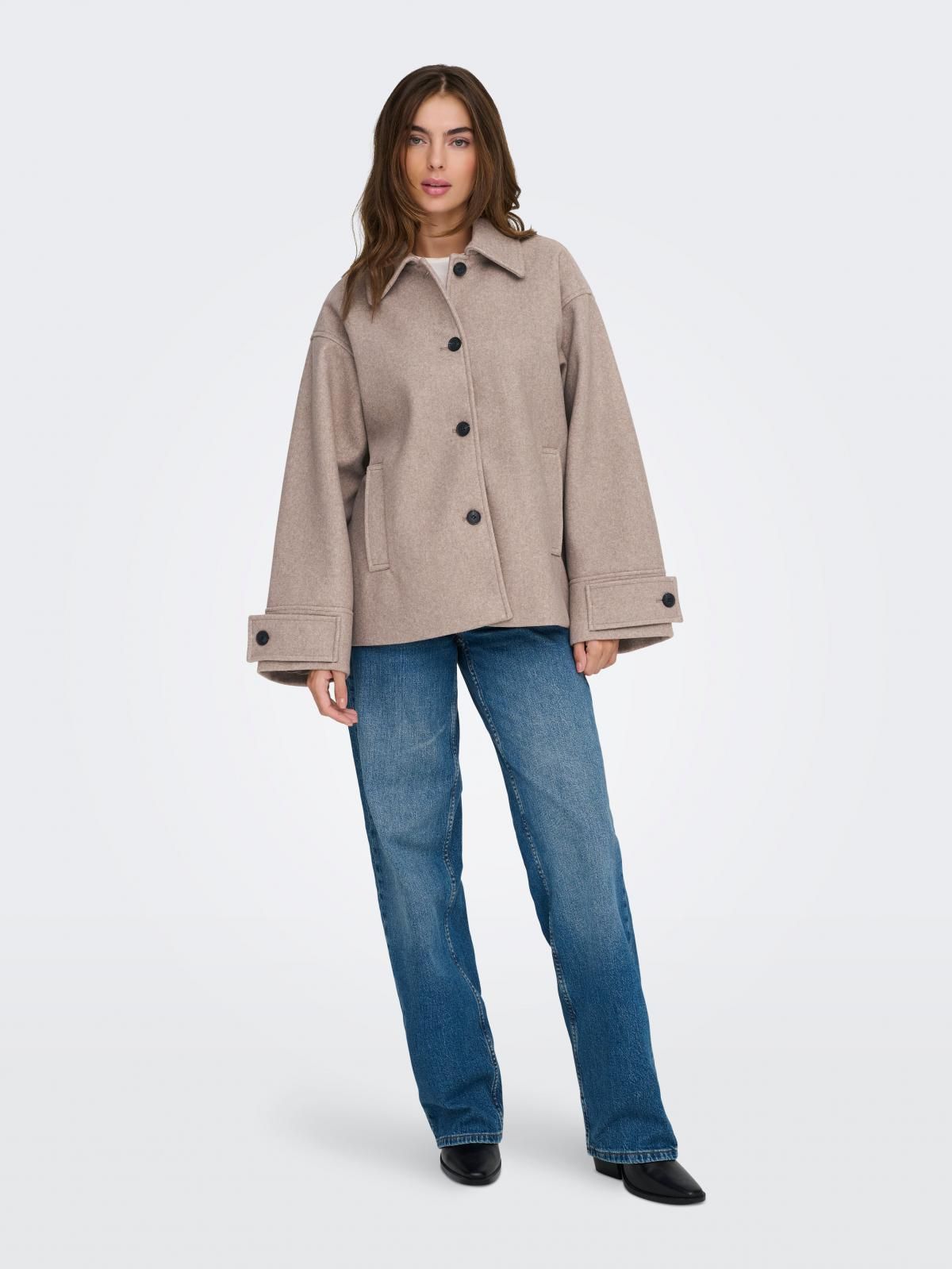 온리 테크니컬 숏 자켓 코트 15349219_120_1218360 GREY / WALNUT - 상세 이미지 5