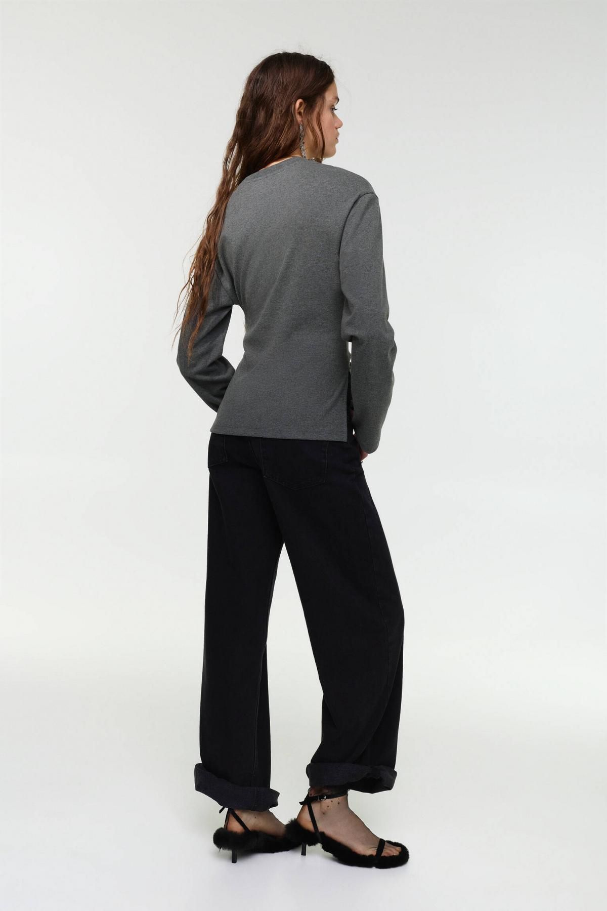 풀앤베어 베이직 라운드넥 스트레치 긴팔 티셔츠 3230/308 GREY MARL - 상세 이미지 4
