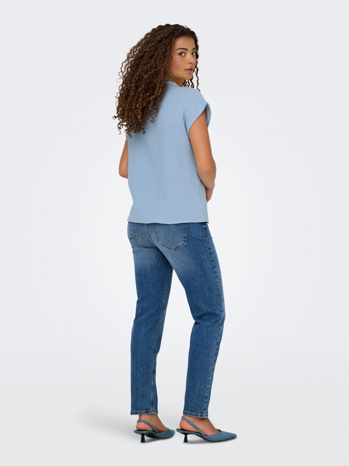 제이디와이 브이넥 벨소매 반팔 블라우스 15317398_3013 BLUE / SOFT CHAMBRAY - 상세 이미지 3