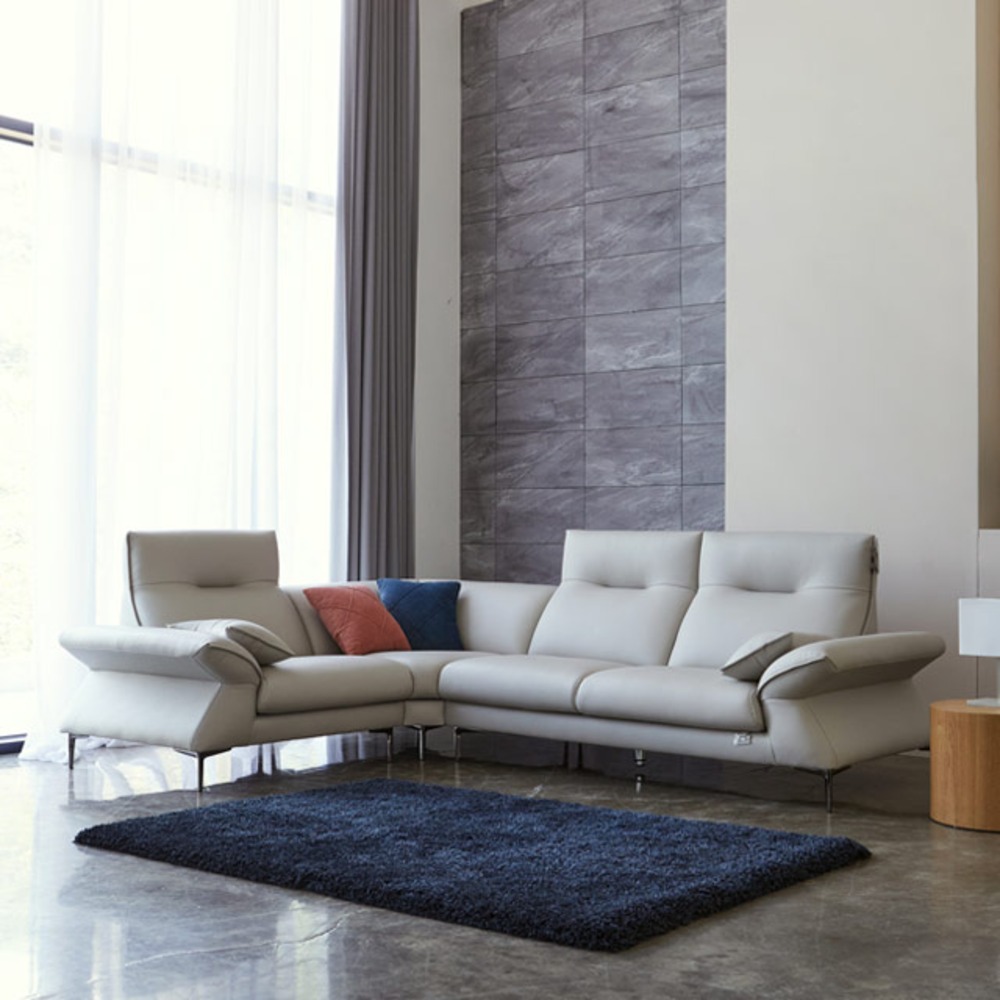 까사홈 라노스 이태리 천연 통가죽 코너형 카우치 4인소파(3+1)