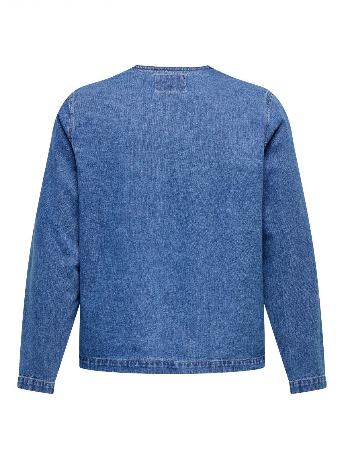 온리 커브핏 데님 라운드넥 리본 재킷 15355475_2115 BLUE / MEDIUM BLUE DENIM - 상세 이미지 4