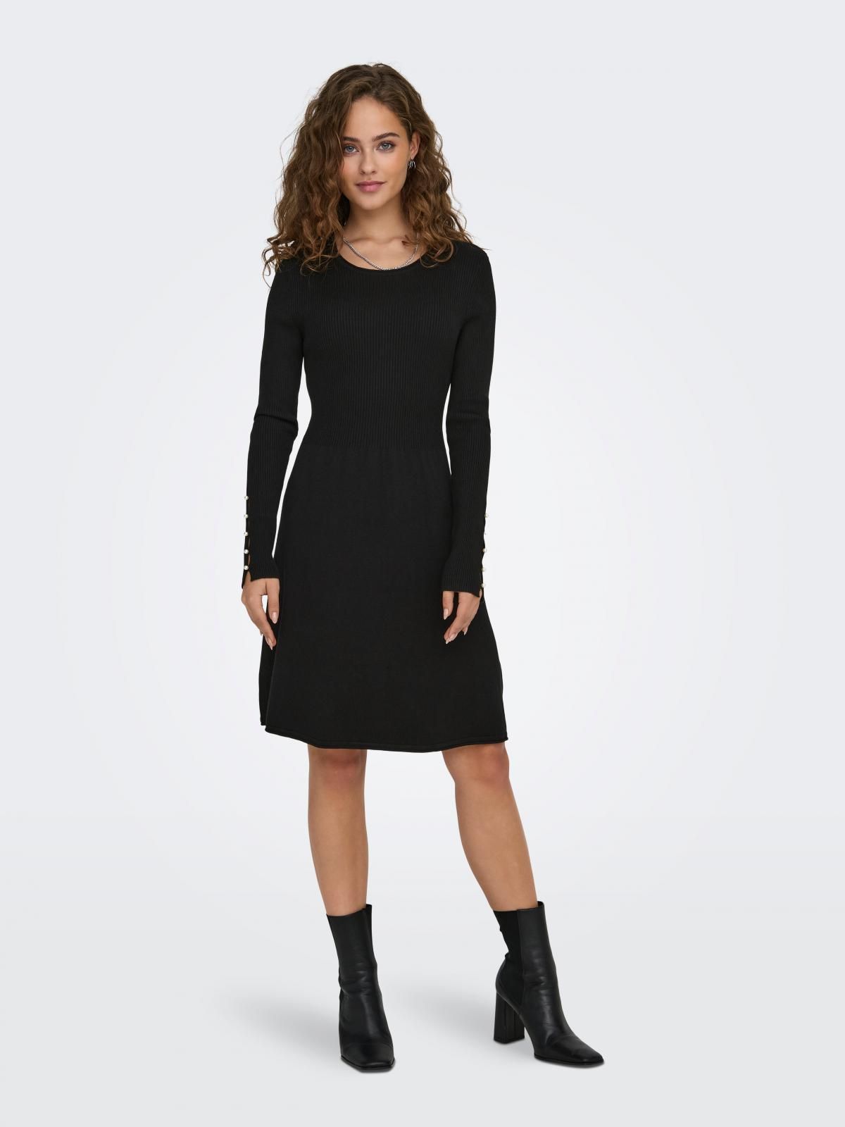 온리 진주장식 라운드넥 니트 미니 원피스 15349500_2161_1193898 BLACK / BLACK - 상세 이미지 2