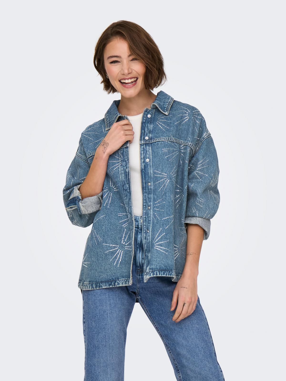 온리 오버사이즈 데님 셔츠 버튼업 15334966_2115_1147069 BLUE / MEDIUM BLUE DENIM - 상세 이미지 2
