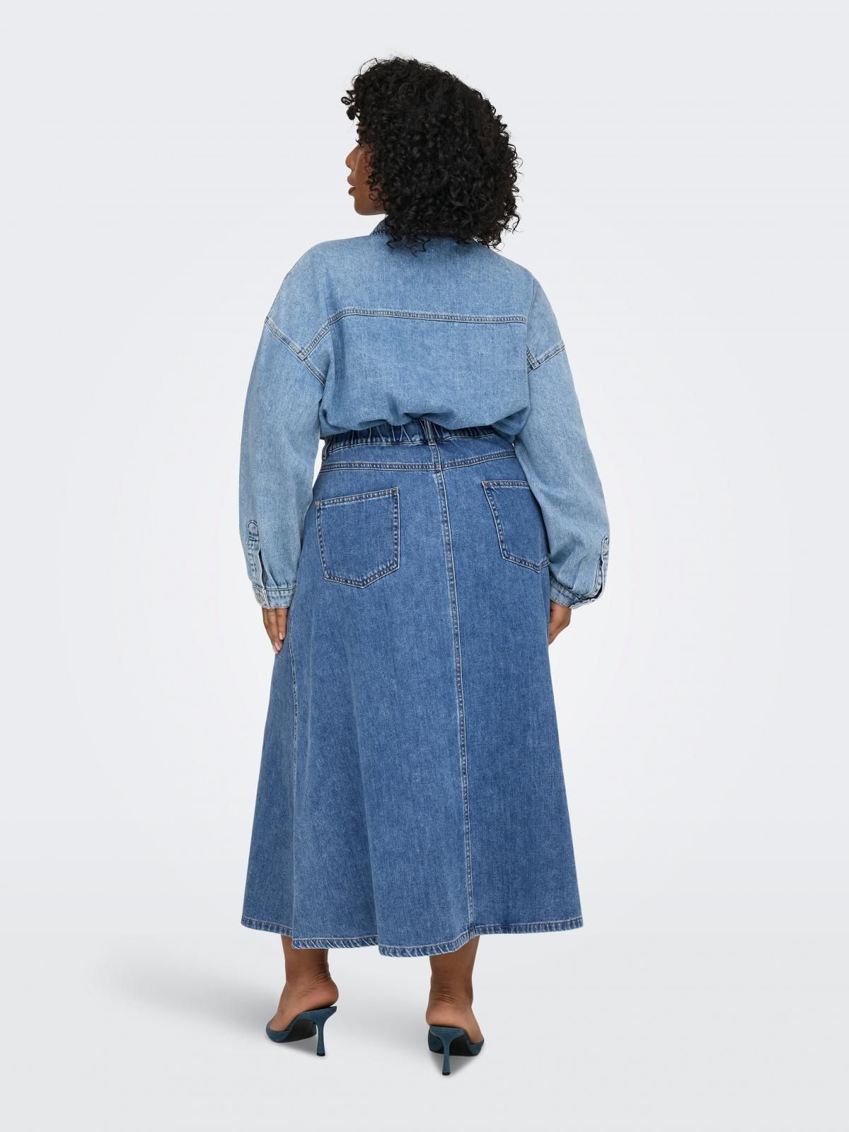 온리 빅사이즈 데님 미디 스커트 벨트루프 15324797_2115 BLUE / MEDIUM BLUE DENIM - 상세 이미지 2