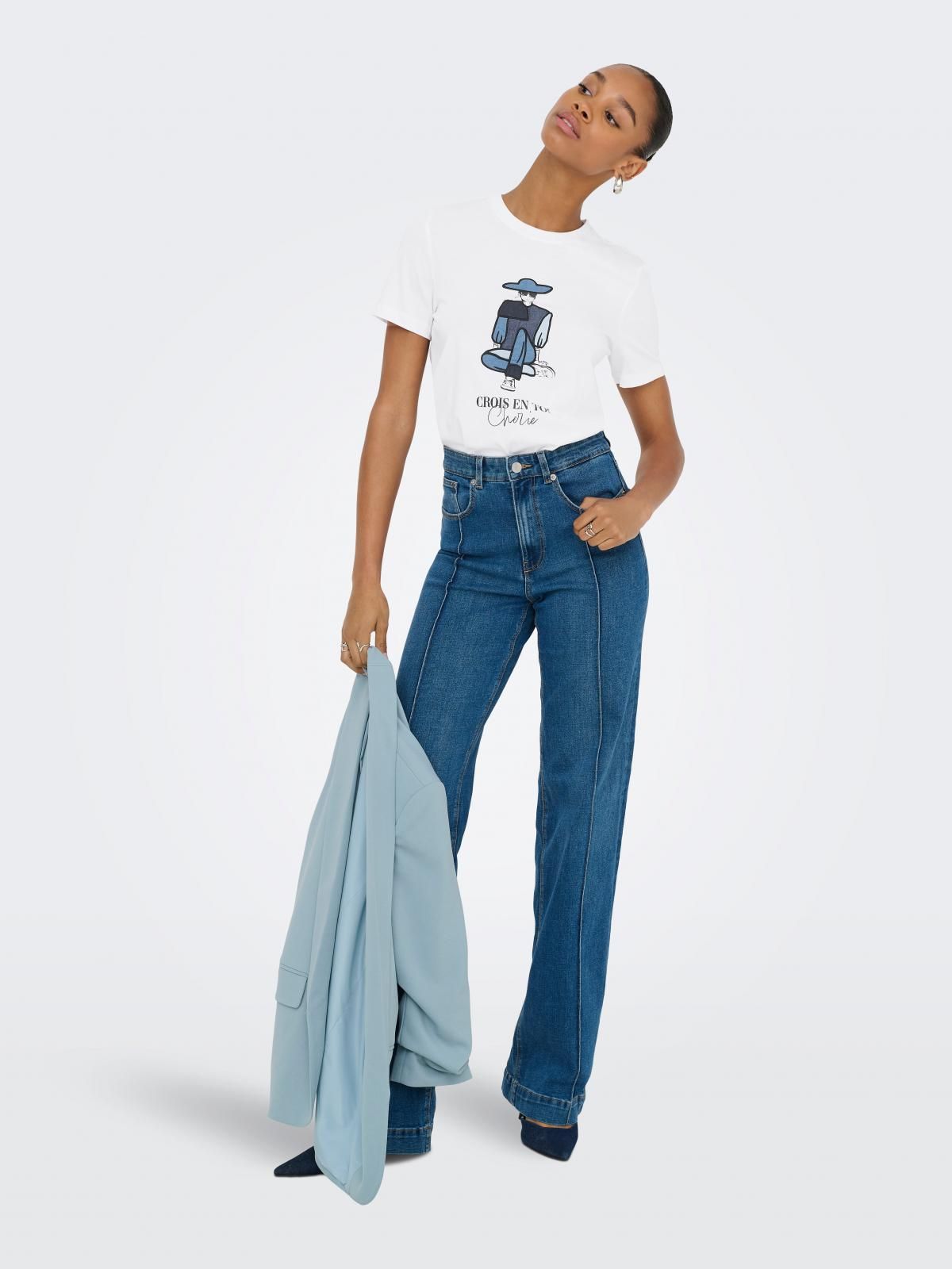 온리 그래픽 코튼 반팔 티셔츠 15329752_5_1214222 WHITE / BRIGHT WHITE 이미지 8