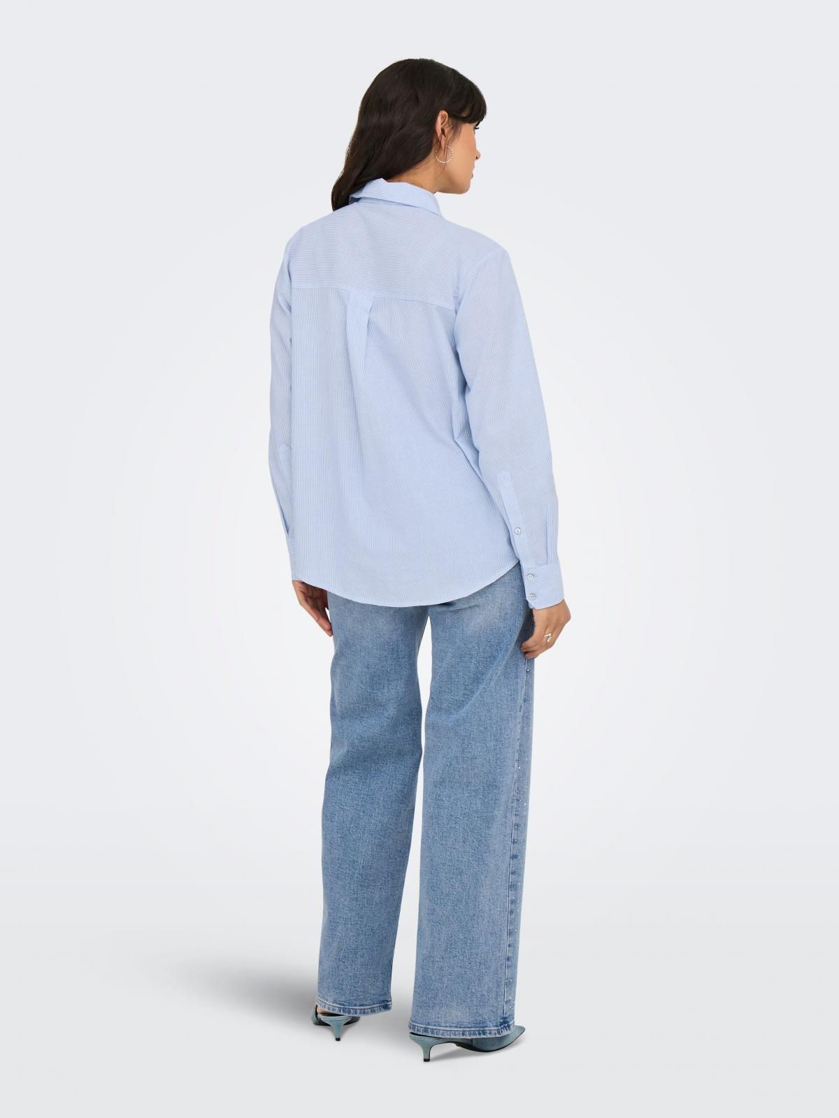 온리 베이직 스트라이프 긴팔 셔츠 코튼 15338944_1243_1155677 BLUE / CASHMERE BLUE - 상세 이미지 3