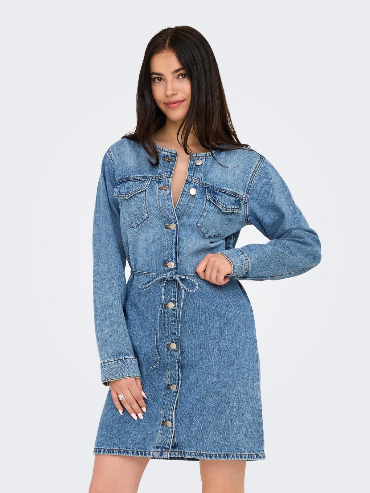 온리 타이 벨트 데님 미니 원피스 15357973_2116 BLUE / LIGHT BLUE DENIM - 상품 이미지