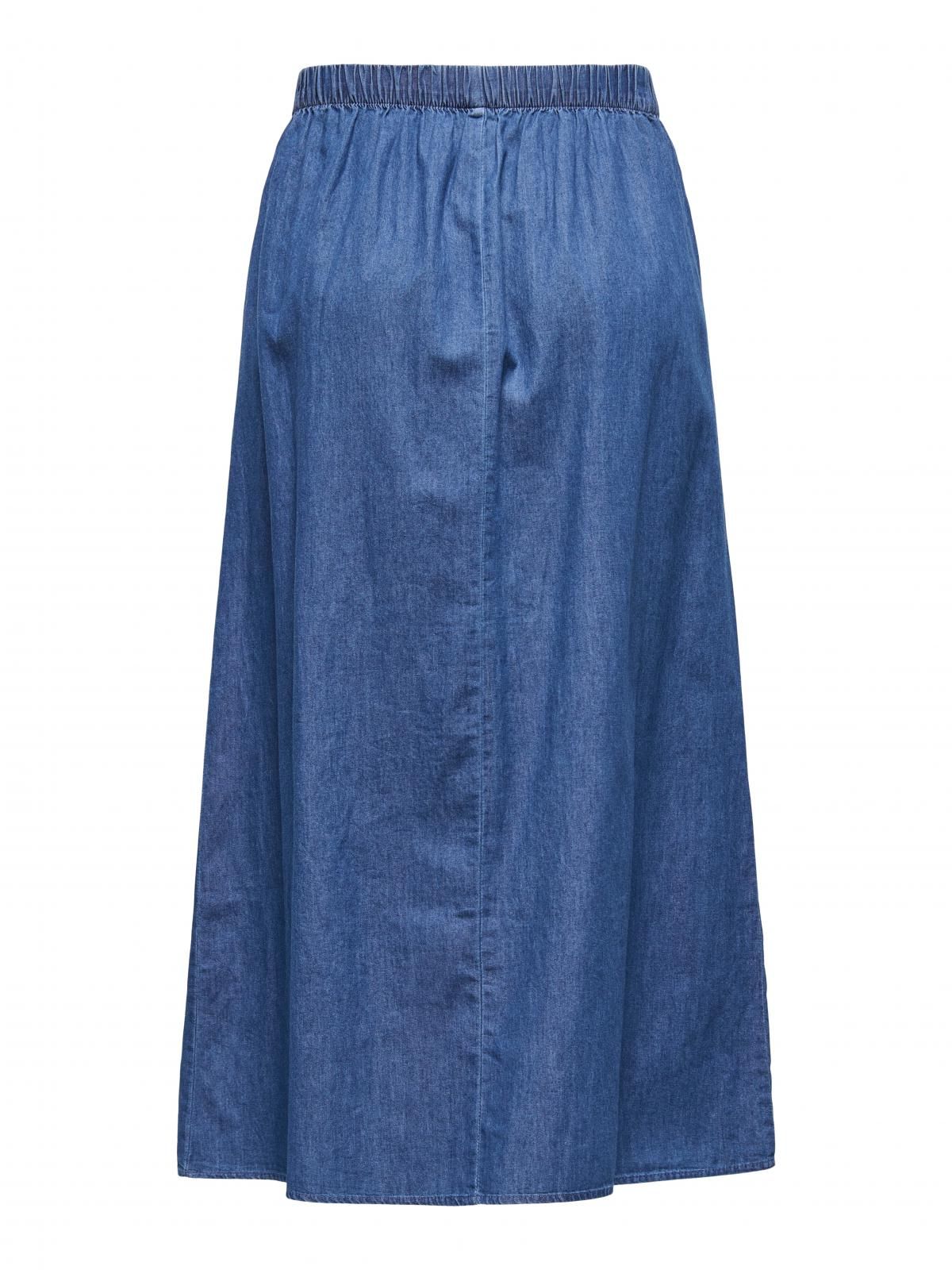 온리 데님 버튼 롱스커트 밴딩 15348894_2115 BLUE / MEDIUM BLUE DENIM - 상세 이미지 4
