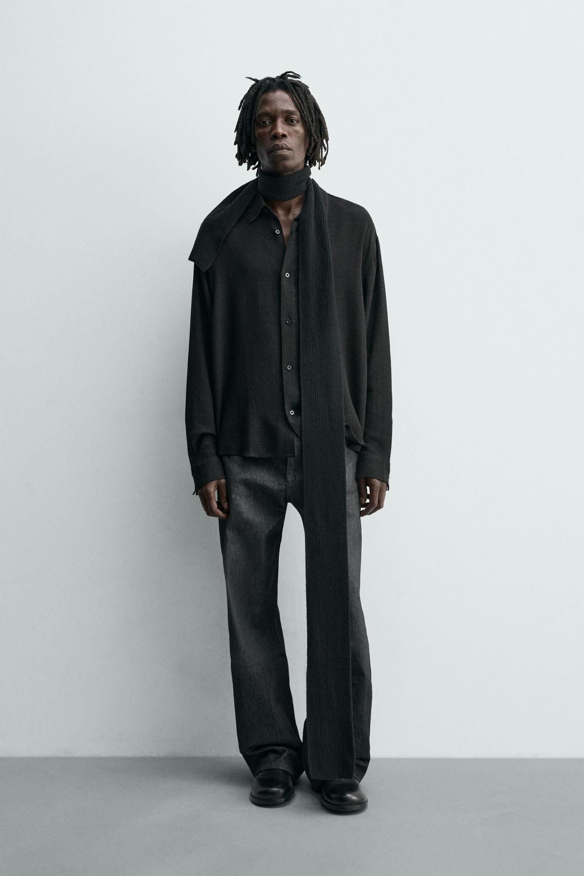 자라 테크니컬 릴렉스핏 텍스처 블랙 셔츠 1450/304 BLACK - 상세 이미지 2