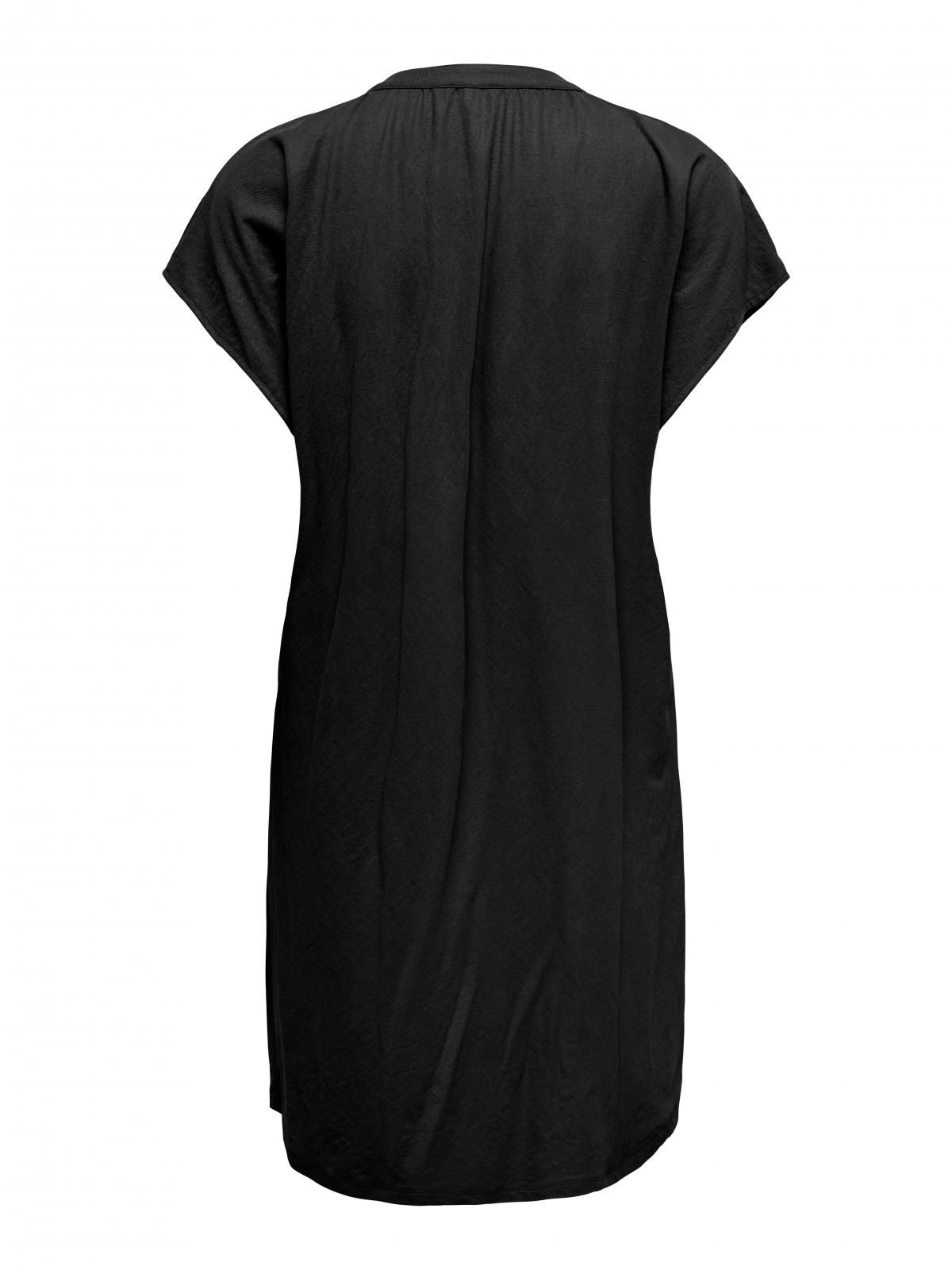 온리 와플 미디 브이넥 원피스 15351683_2161 BLACK / BLACK - 상세 이미지 4
