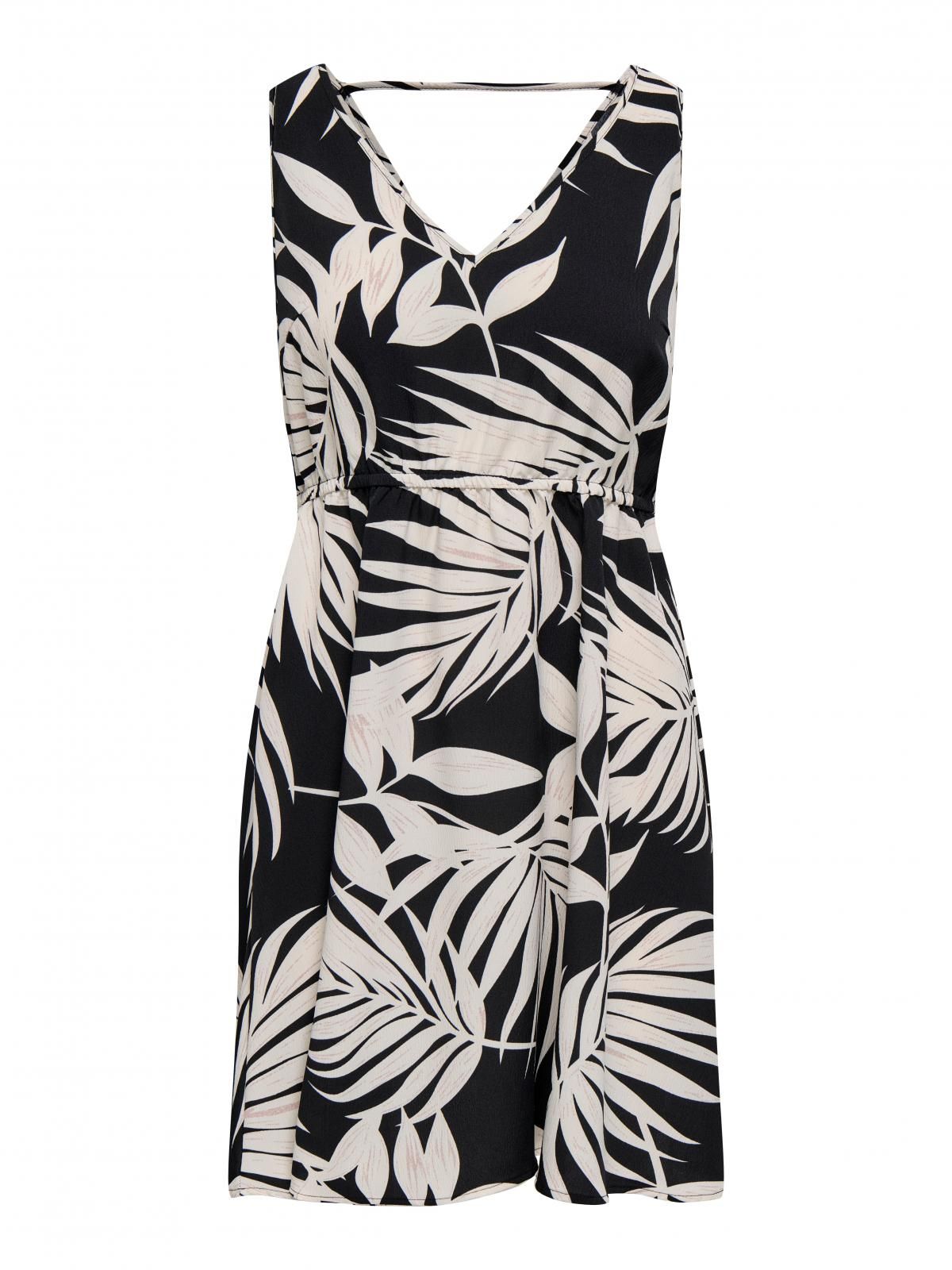 온리 트로피컬 패턴 브이넥 민소매 미니 원피스 15342645_2161_1193147 BLACK / BLACK - 상세 이미지 3