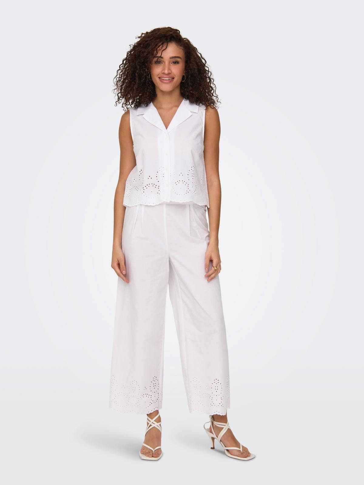 온리 펀칭 자수 레이스 민소매 셔츠 15344874_5 WHITE / BRIGHT WHITE - 상세 이미지 5