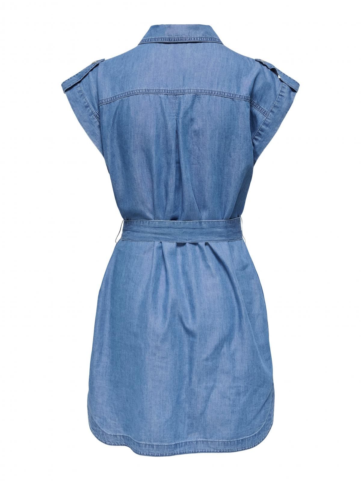 온리 트렌디 데님 벨티드 미니 원피스 15344267_2115 BLUE / MEDIUM BLUE DENIM - 상세 이미지 4