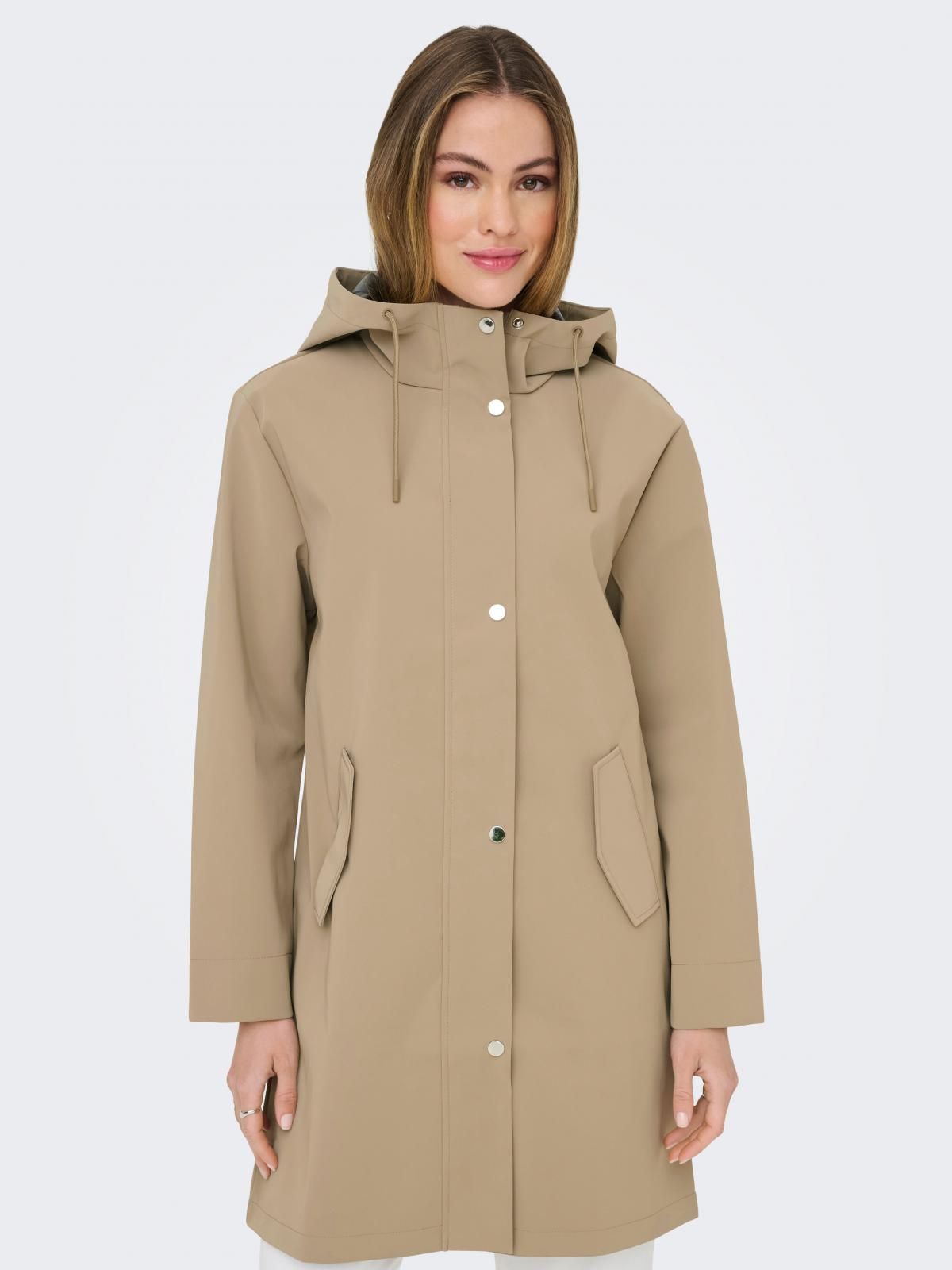 온리 테크니컬 방수 후드 레인코트 15361318_111 BROWN / SILVER MINK - 상품 이미지