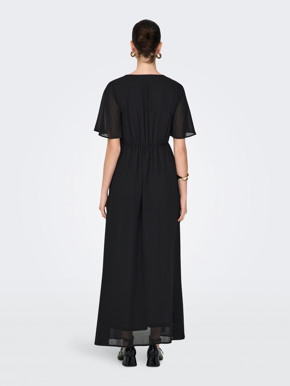 온리 블랙 브이넥 랩 롱 원피스 15347968_2161 BLACK / BLACK - 상세 이미지 2