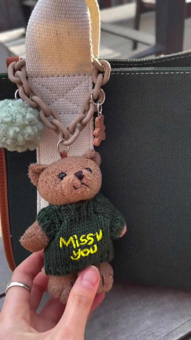 mddas 곰돌이 마르쉐 자수 여성 토트백 데일리 캔버스 사각 핸드백 손가방 미니 토드
