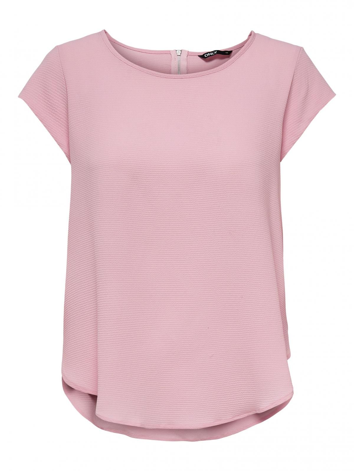 온리 라운드넥 반팔 테크니컬 핑크 블라우스 15142784_8263 RED / BLEACHED MAUVE - 상세 이미지 4