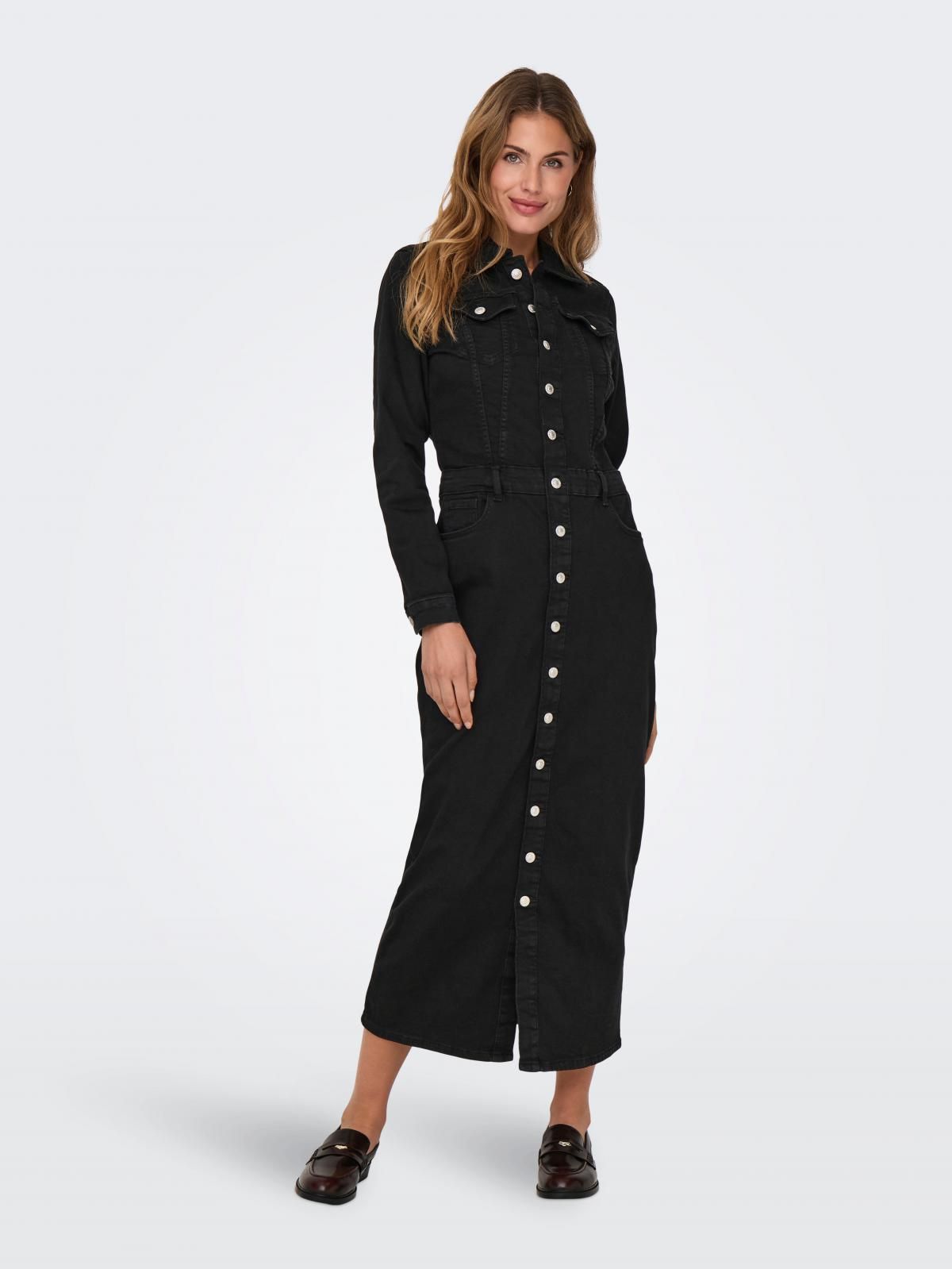 온리 버튼업 데님 롱 셔츠 원피스 15315782_8183 BLACK / WASHED BLACK - 상품 이미지