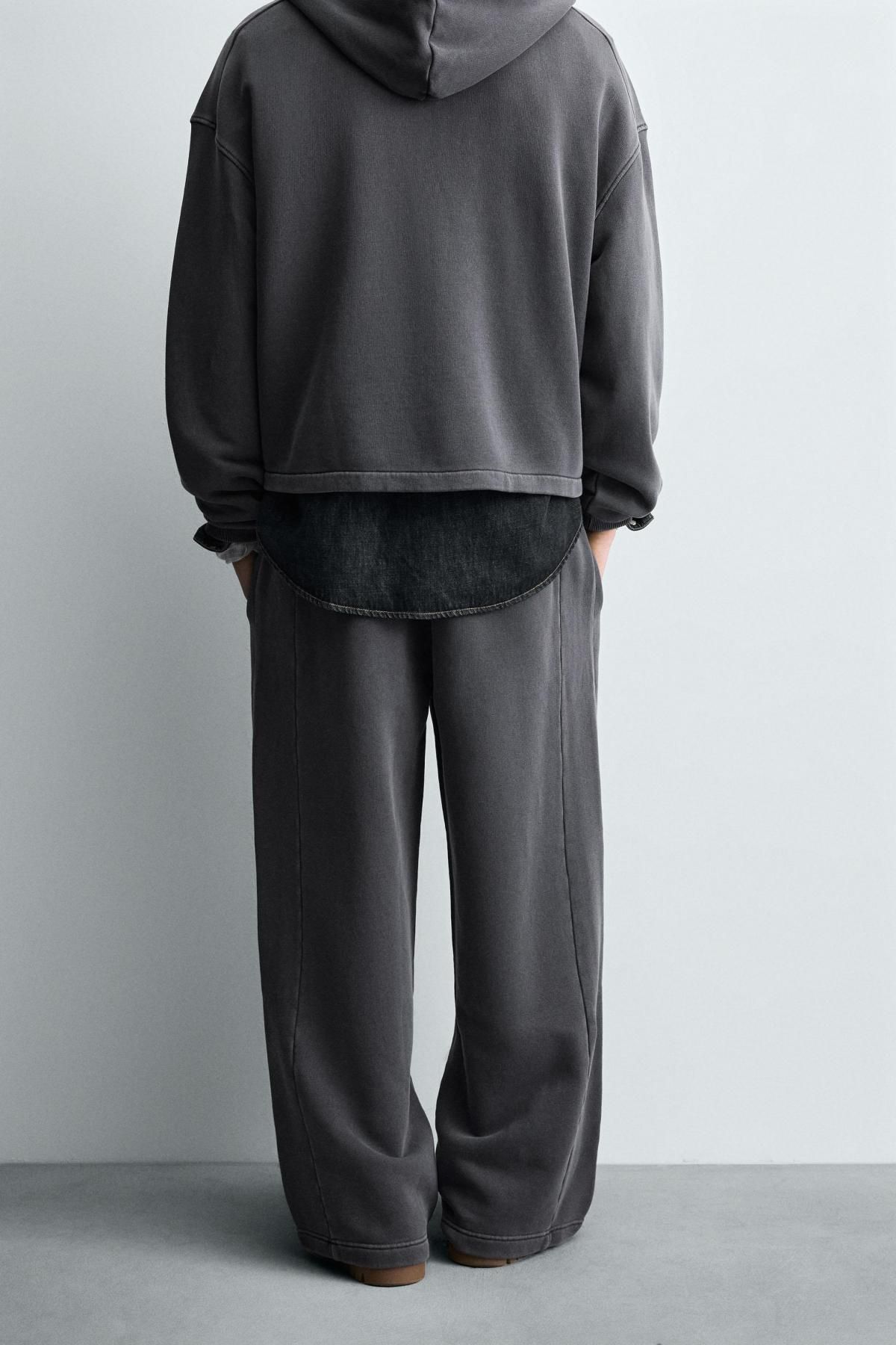 자라 워싱 코튼 와이드 조거 팬츠 4393/320 ANTHRACITE GREY - 상세 이미지 3