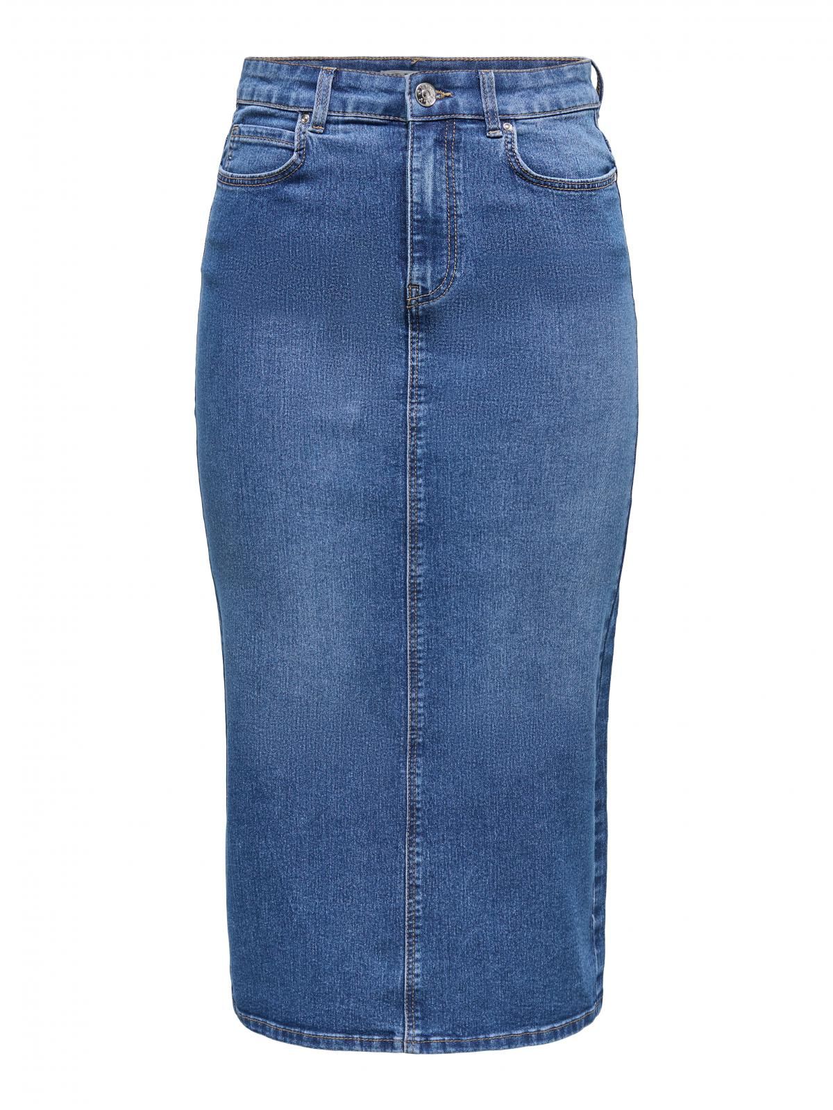 온리 데님 베이직 미디 스커트 15347684_2115 BLUE / MEDIUM BLUE DENIM - 상세 이미지 3