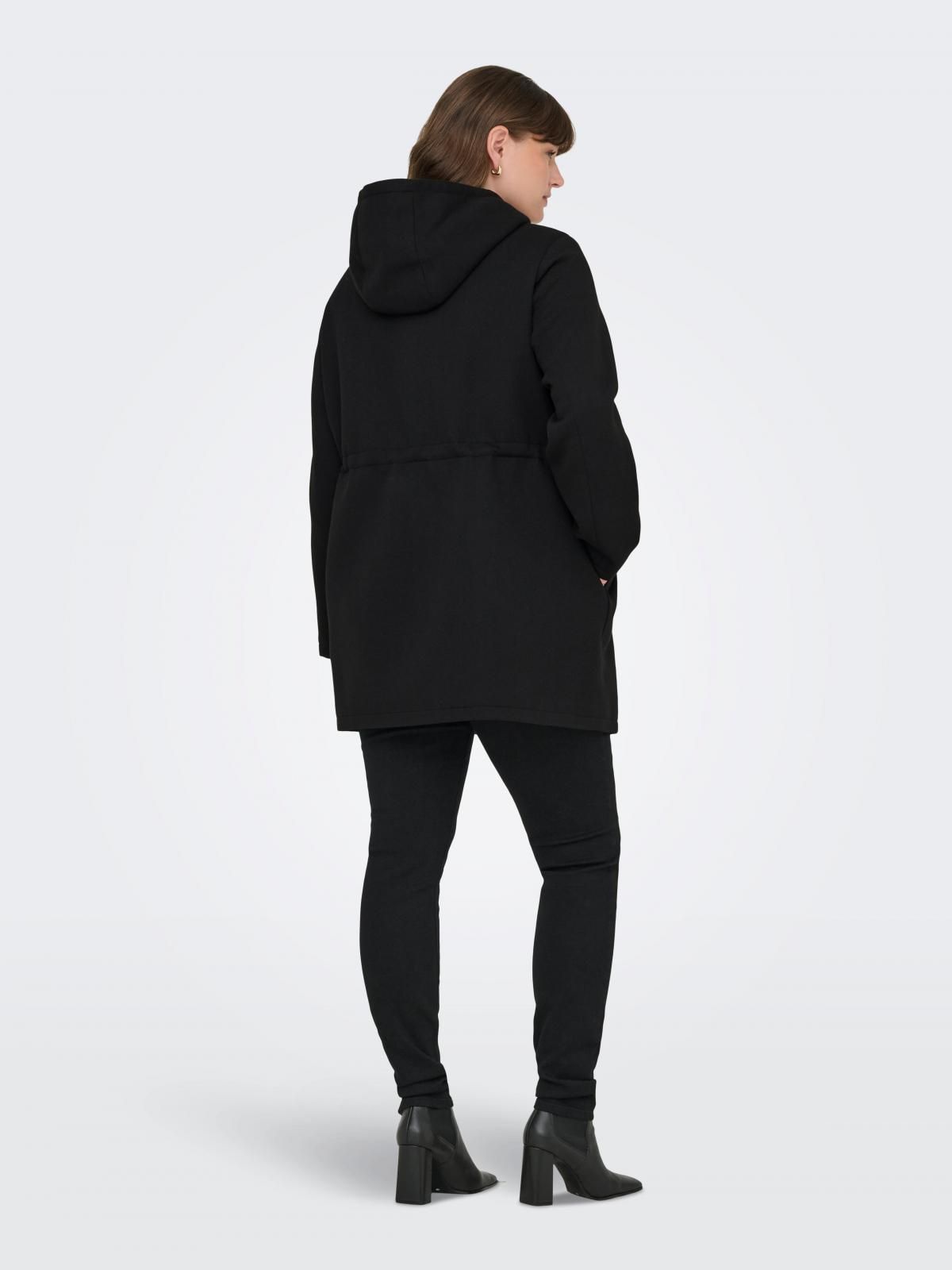온리 빅사이즈 후드 롱 코트 15349981_2161 BLACK / BLACK - 상세 이미지 2