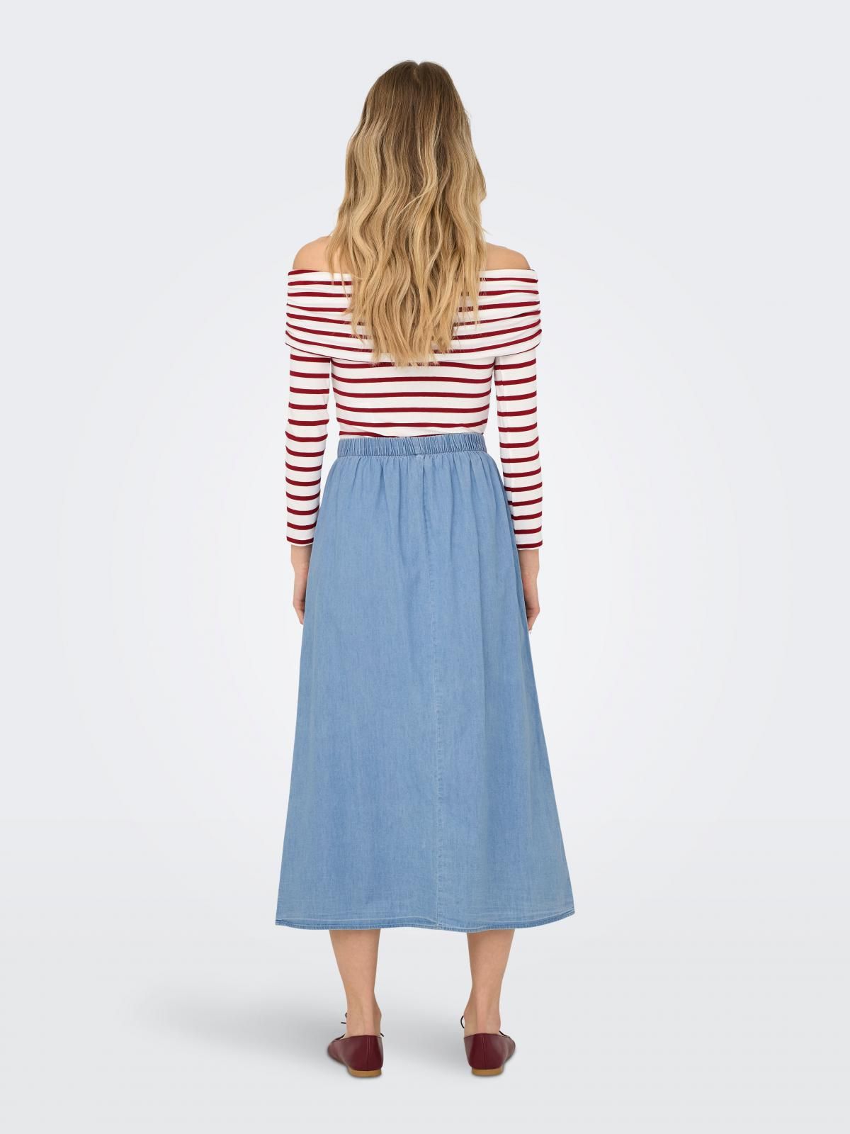 온리 데님 롱스커트 버튼업 밴딩 15348894_2116 BLUE / LIGHT BLUE DENIM - 상세 이미지 2