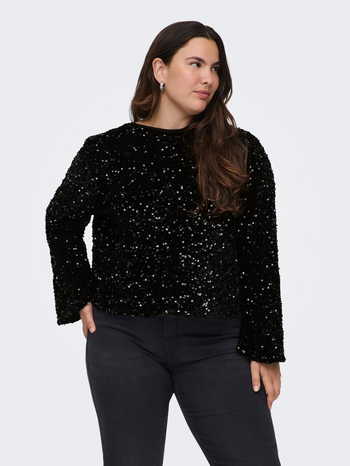 온리 시퀸 리버서블 라운드넥 긴팔 탑 15368977_2161_1253011 BLACK / BLACK - 상품 이미지