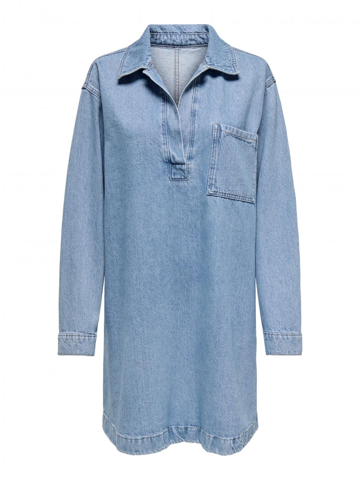 온리 루즈핏 데님 셔츠카라 원피스 15353209_2116 BLUE / LIGHT BLUE DENIM - 상세 이미지 3