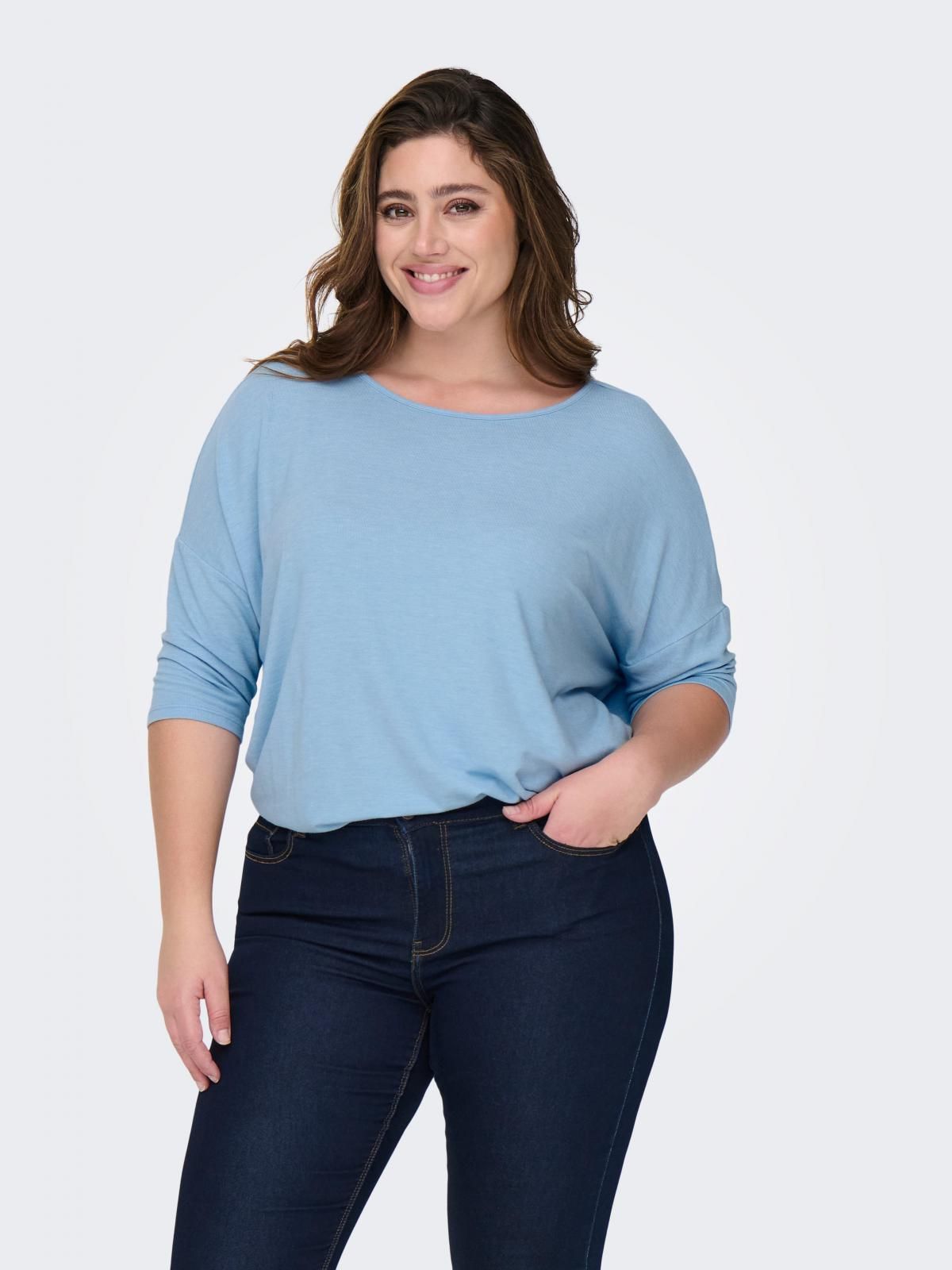 온리 빅사이즈 소프트 저지 7부 티셔츠 15229806_3013 BLUE / SOFT CHAMBRAY - 상품 이미지