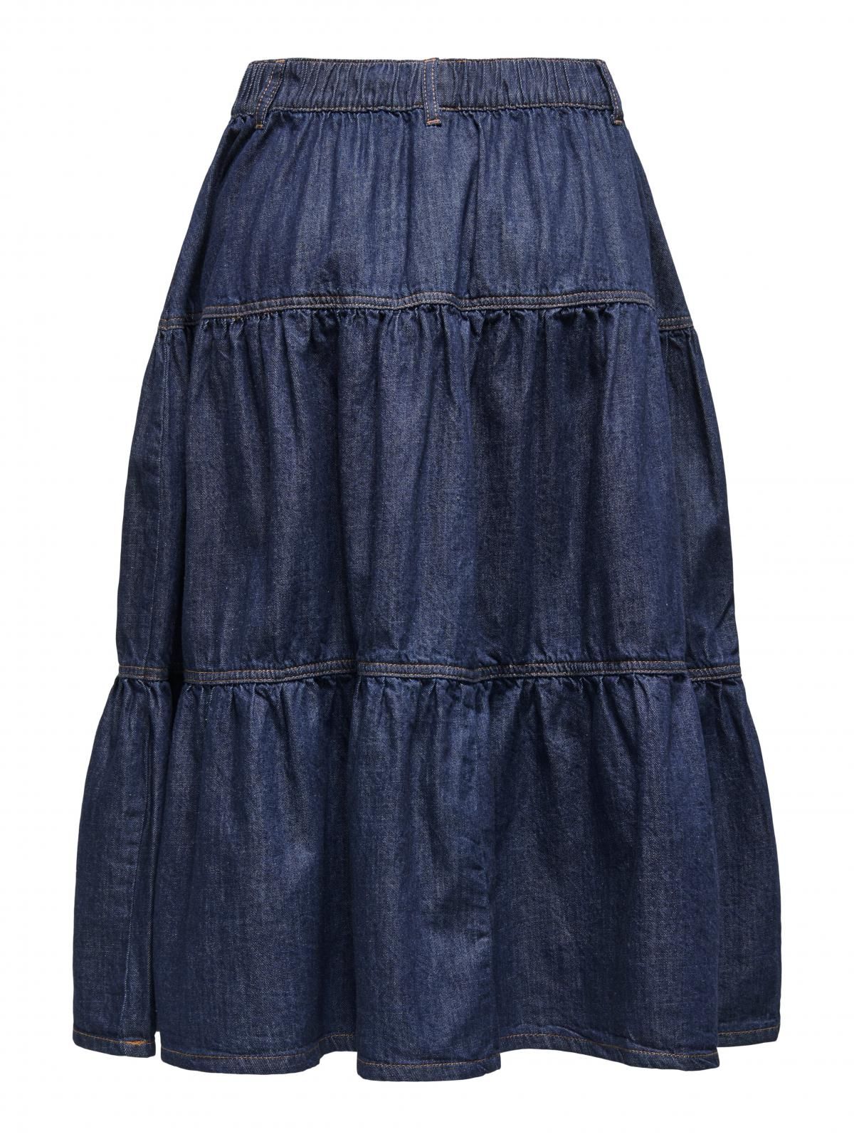 온리 데님 롱 스커트 밴딩 캐주얼 15357968_2114 BLUE / DARK BLUE DENIM - 상세 이미지 4