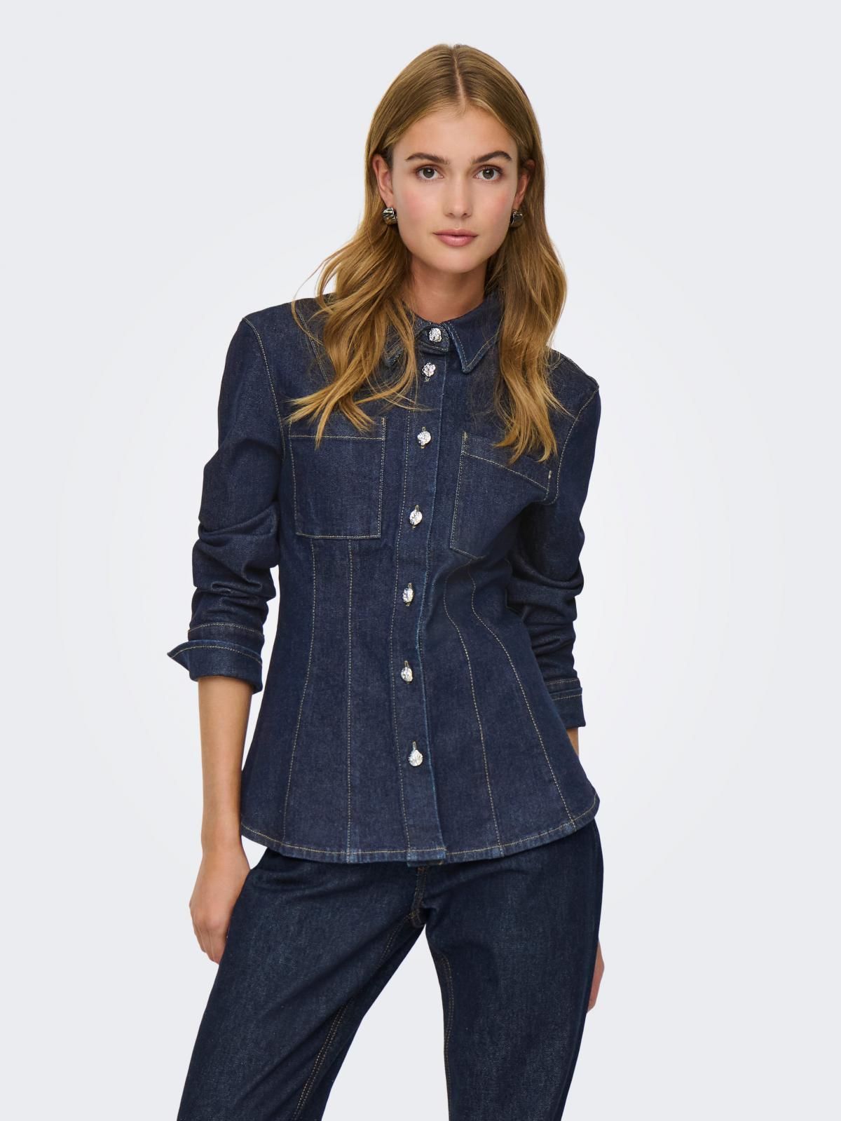 온리 테크니컬 데님 재킷 15370876_2114 BLUE / DARK BLUE DENIM - 상품 이미지