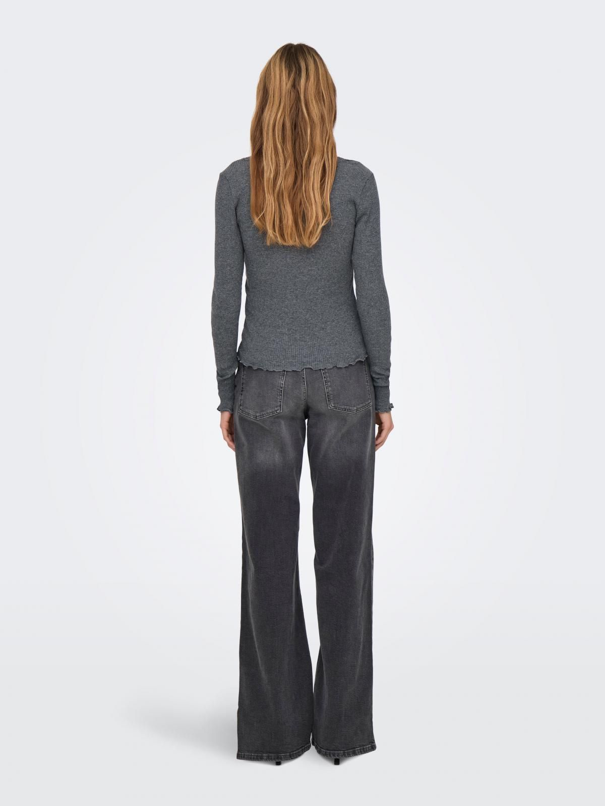 온리 베이직 라운드넥 레이스 긴팔 티셔츠 15330728_2383 GREY / DARK GREY MELANGE - 상세 이미지 2