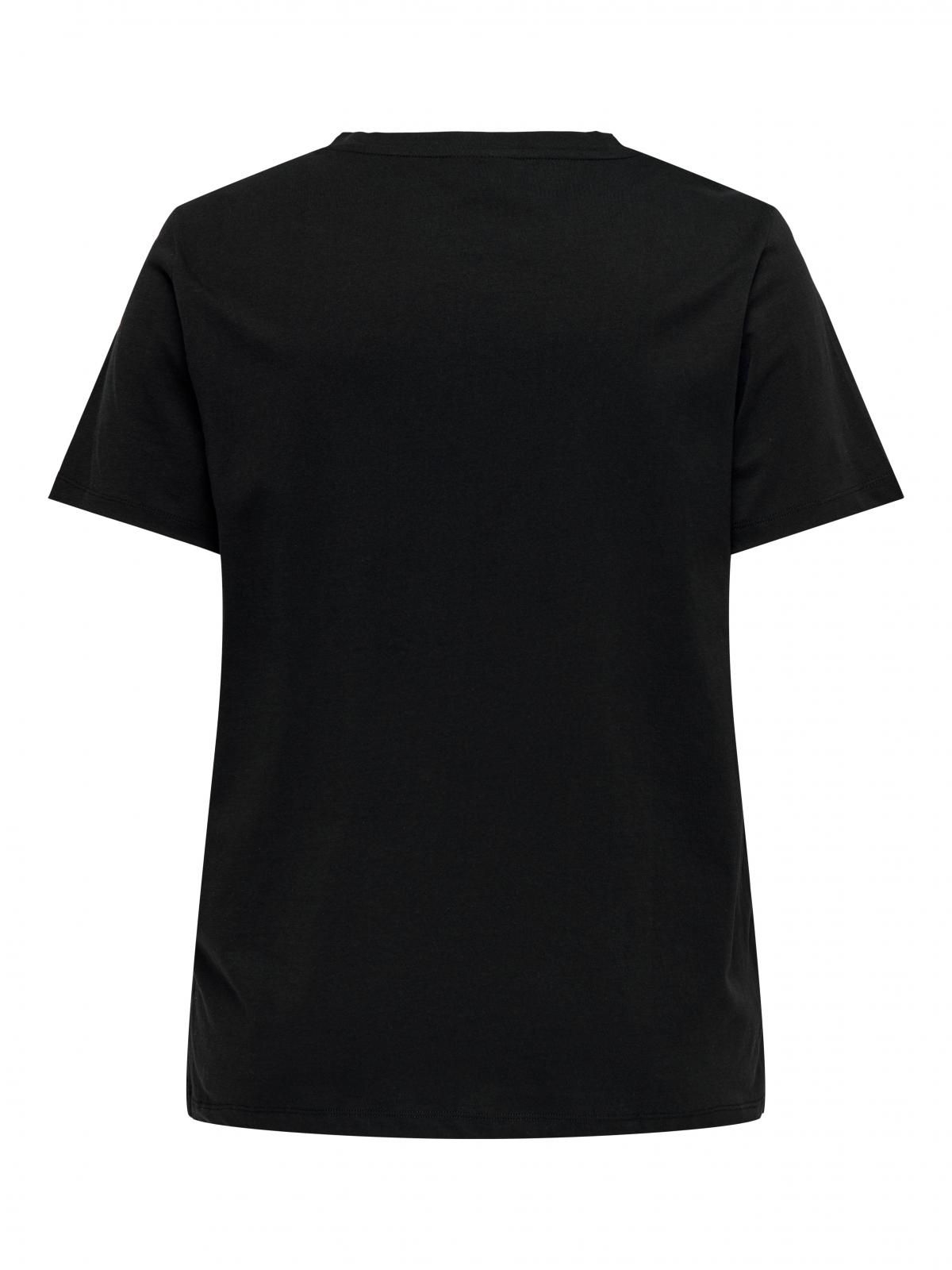 온리 빅사이즈 레이스 브이넥 반팔 티셔츠 15367034_2161 BLACK / BLACK - 상세 이미지 4