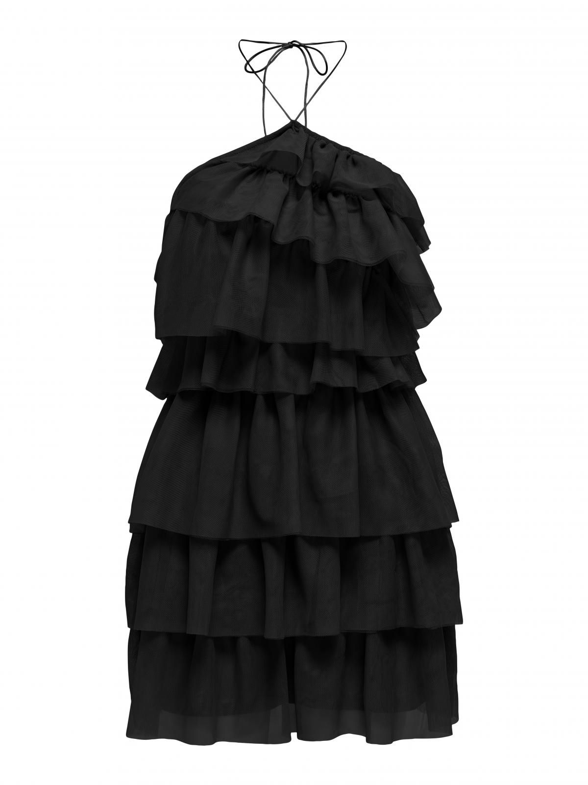 온리 러플 레이어드 오프숄더 미니 원피스 블랙 15347998_2161 BLACK / BLACK - 상세 이미지 3