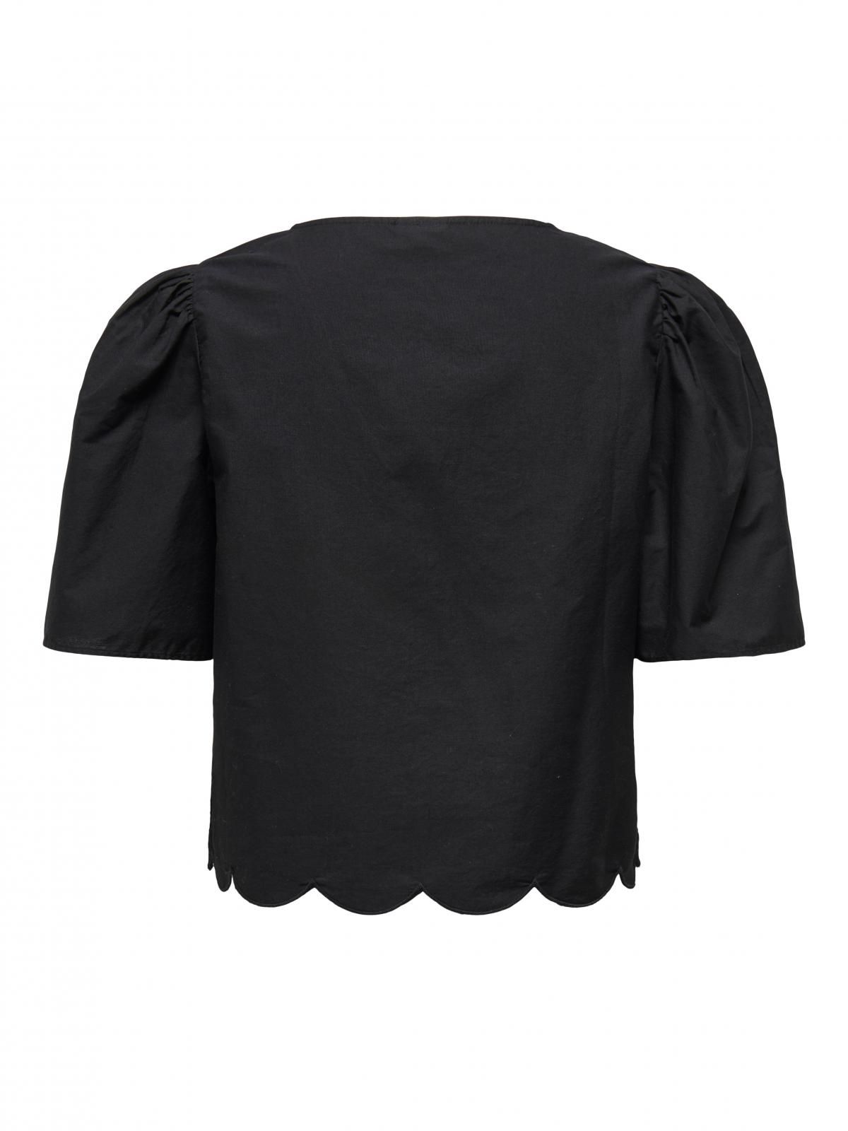 제이디와이 볼륨 슬리브 브이넥 크롭 블라우스 15347558_2161 BLACK / BLACK - 상세 이미지 4