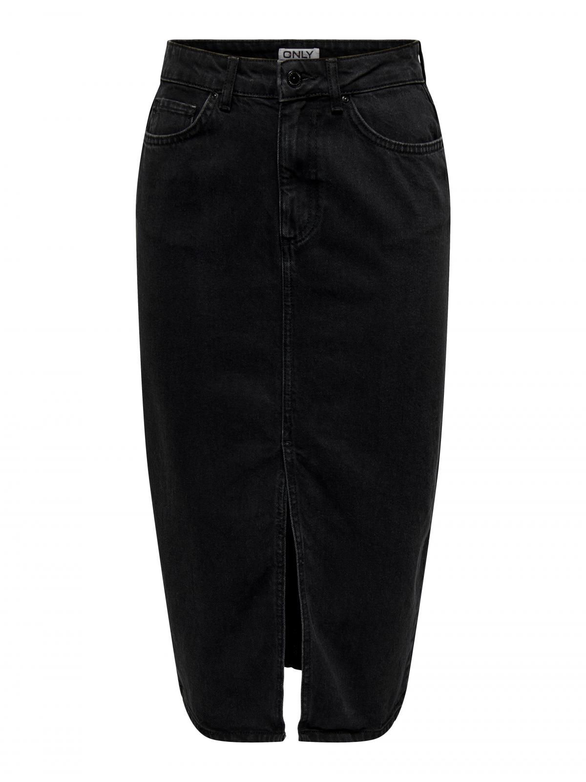 온리 블랙 데님 미디 스커트 슬릿 15319268_8183 BLACK / WASHED BLACK - 상세 이미지 3