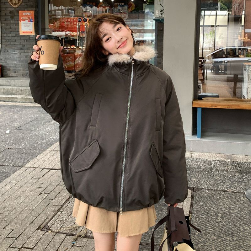 여성 루즈핏 데일리 숏패딩 솜충전 스탠드넥 넥퍼 겨울 아우터 점퍼 오버핏 캐주얼 패딩자켓 따뜻한 상의 - 상세 이미지 5