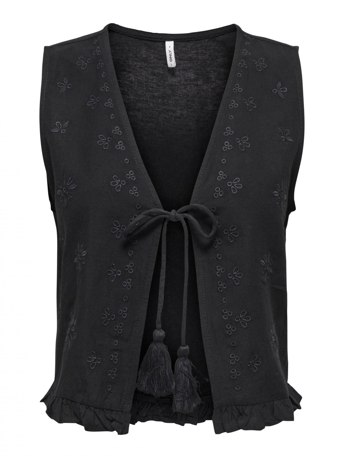 온리 브이넥 레귤러핏 베스트 15346503_2161 BLACK / BLACK - 상세 이미지 3