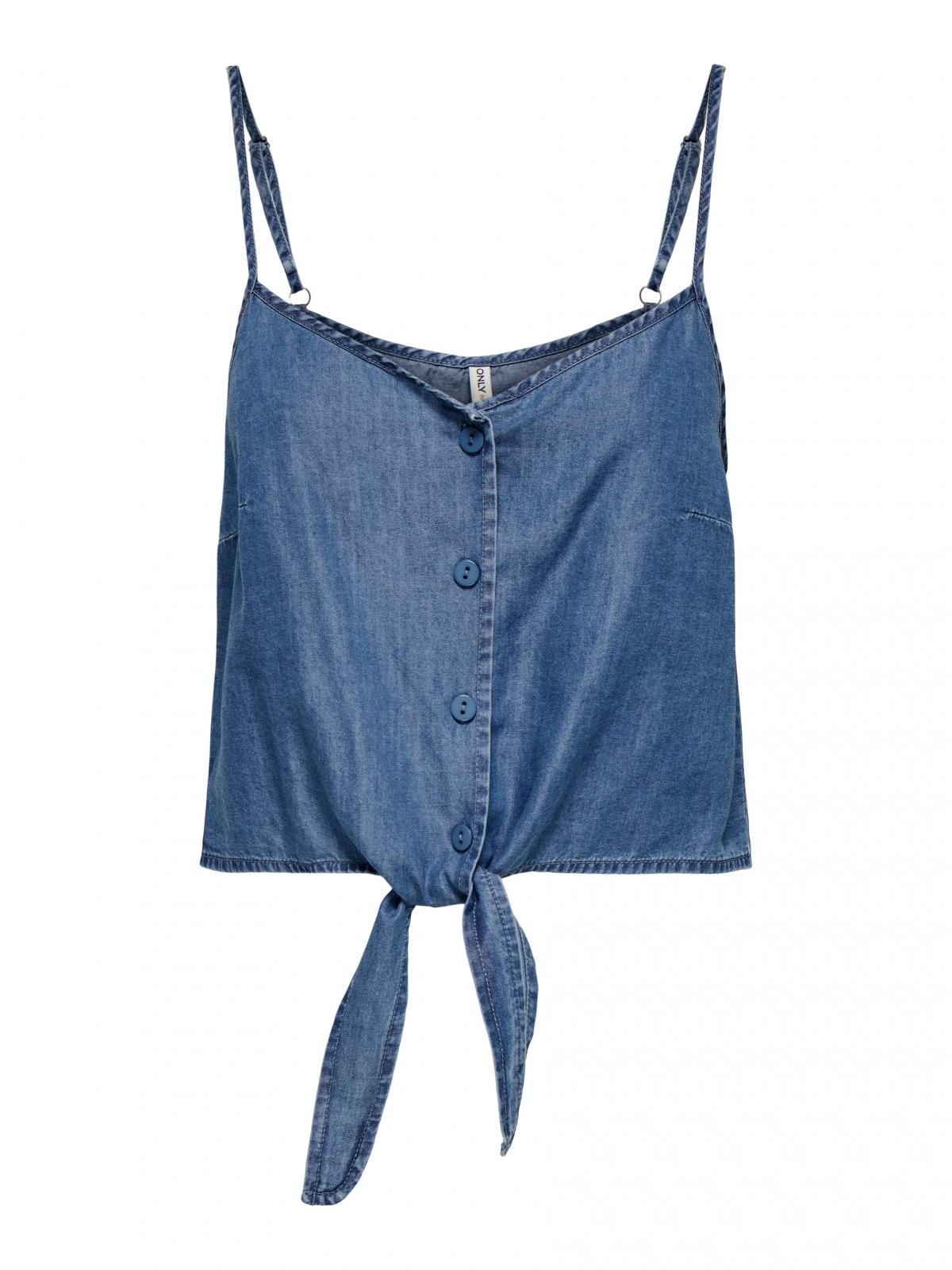 온리 데님 크롭 캐미솔 민소매 탑 15349534_2115 BLUE / MEDIUM BLUE DENIM - 상세 이미지 4